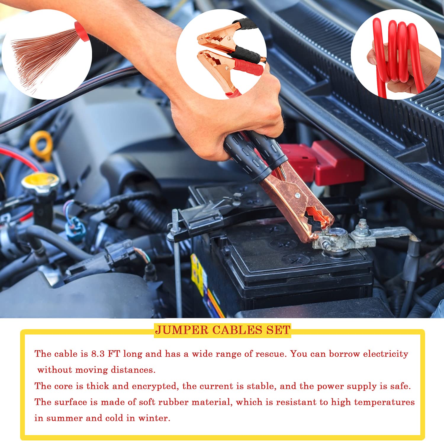 Premium Roadside Car Emergency Kit - High Power Car Vacuum, Jumper Cables, Reflective Warning Triangle & Safety Tools | Essential Vehicle Safety Gear for Roadside Emergencies & Breakdowns