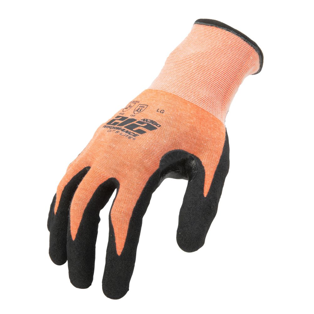 212 Performance AXA5 09 009 AX360 Seamless Foam Nitrile Dipped Cut Resistant Hi-Viz Gloves (EN Level E, ANSI A5) - Medium Orange - Ideal for Construction, Welding & Industrial Safety Work