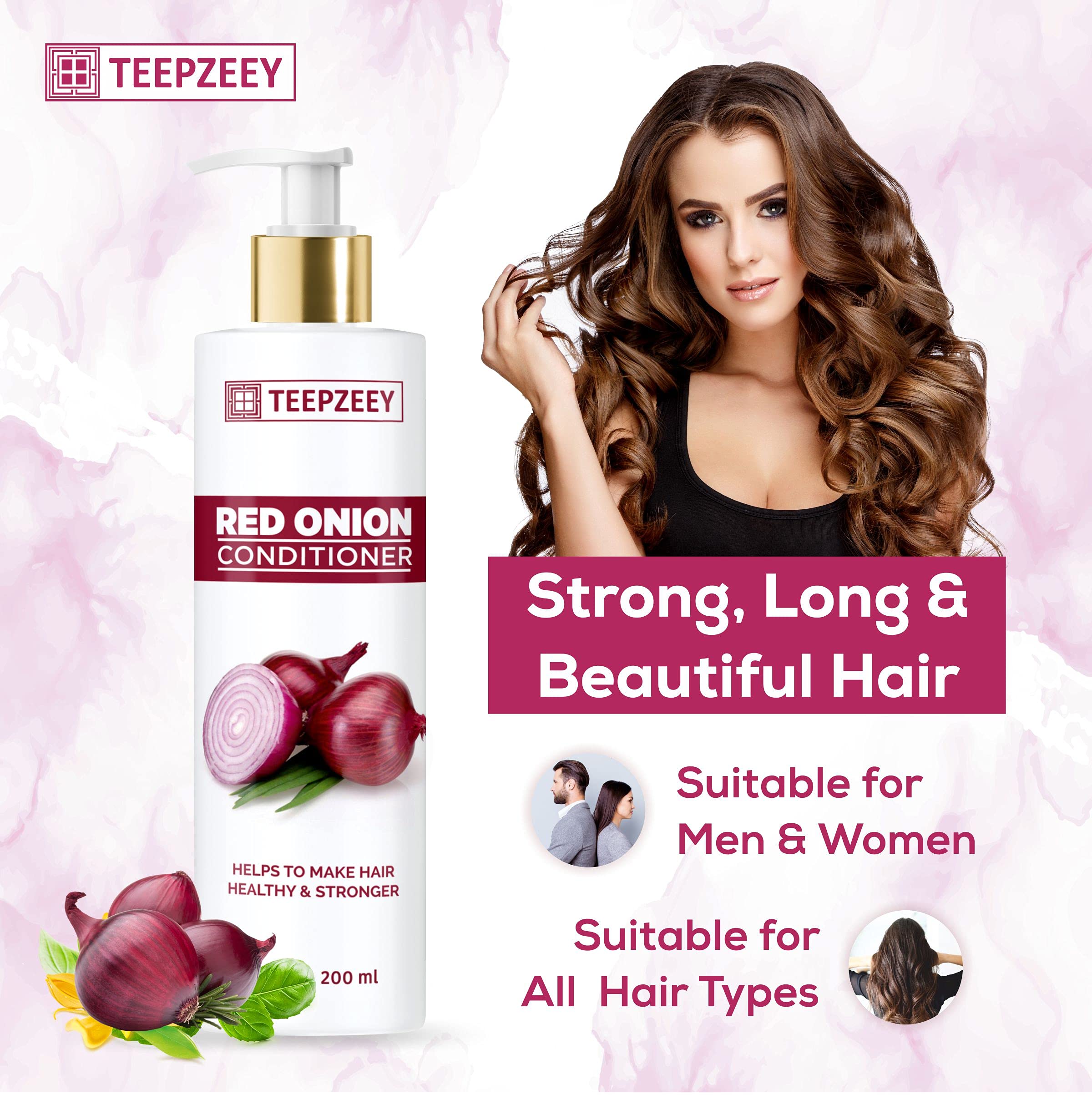 Teepzeey Red Onion Hair Conditioner 200ml & Salicylic Acid Face Serum 40ml for Acne, Blackheads & Pore Minimizing - 2 Piece Skincare Set for Hair Growth & Clear Skin - Perfect for Daily Hair Care & Acne Treatment Routine