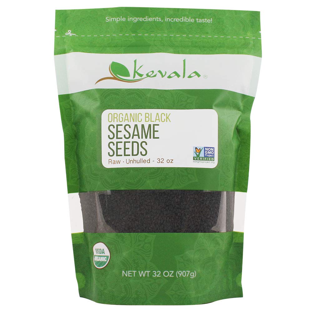Kevala Organic Raw Black Sesame Seeds – Unhulled, Gluten Free, Kosher, Non-GMO, Vegan, USDA Certified (32 oz / 2 lb Bag) – Perfect for Baking, Smoothies, Asian Cuisine & Healthy Snacks