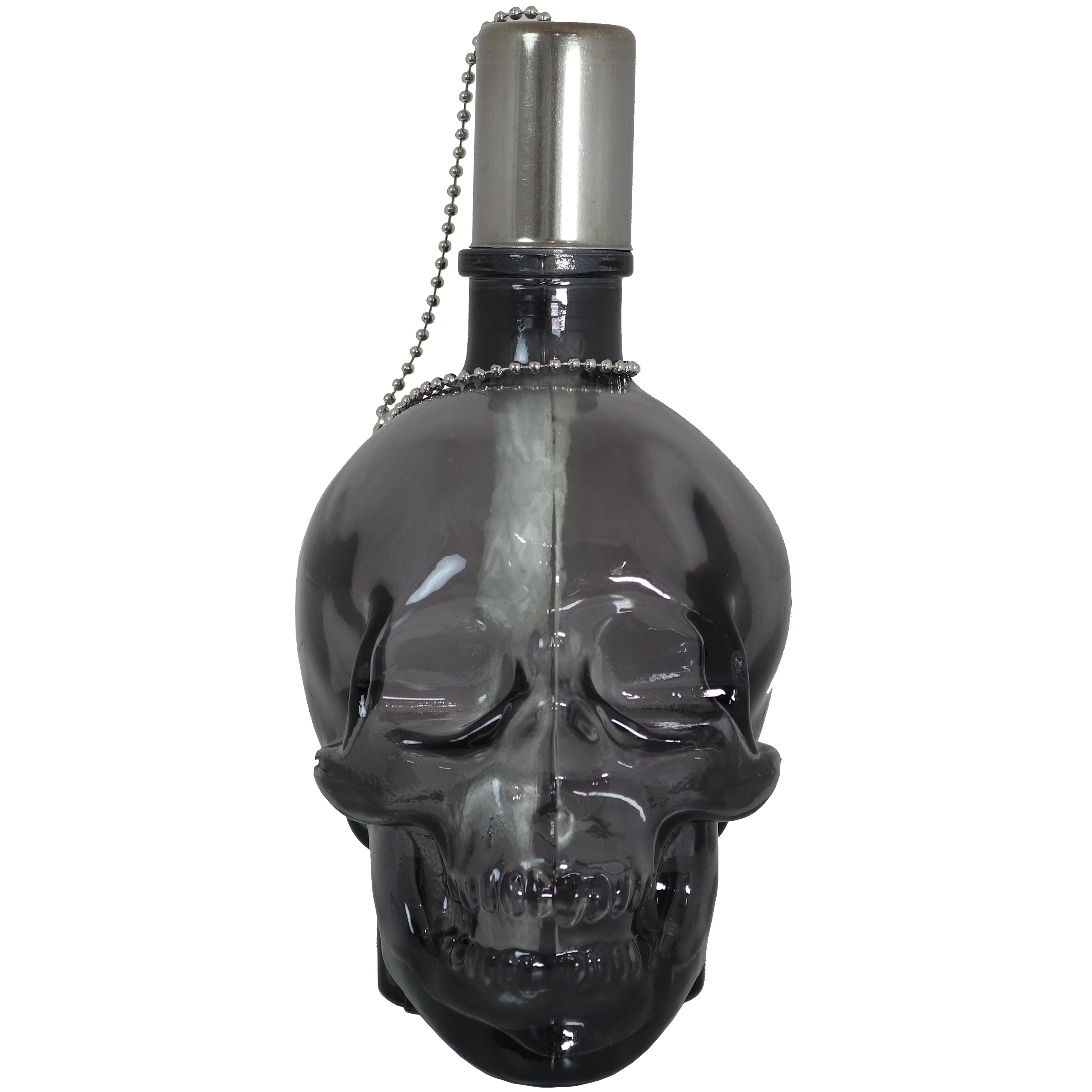 Sunnydaze Grinning Skull Glass Tabletop Torches - Outdoor Halloween Decorations, Patio Fire Pit Accessories, Spooky Party Centerpieces for Backyard, Garden & Poolside Gatherings