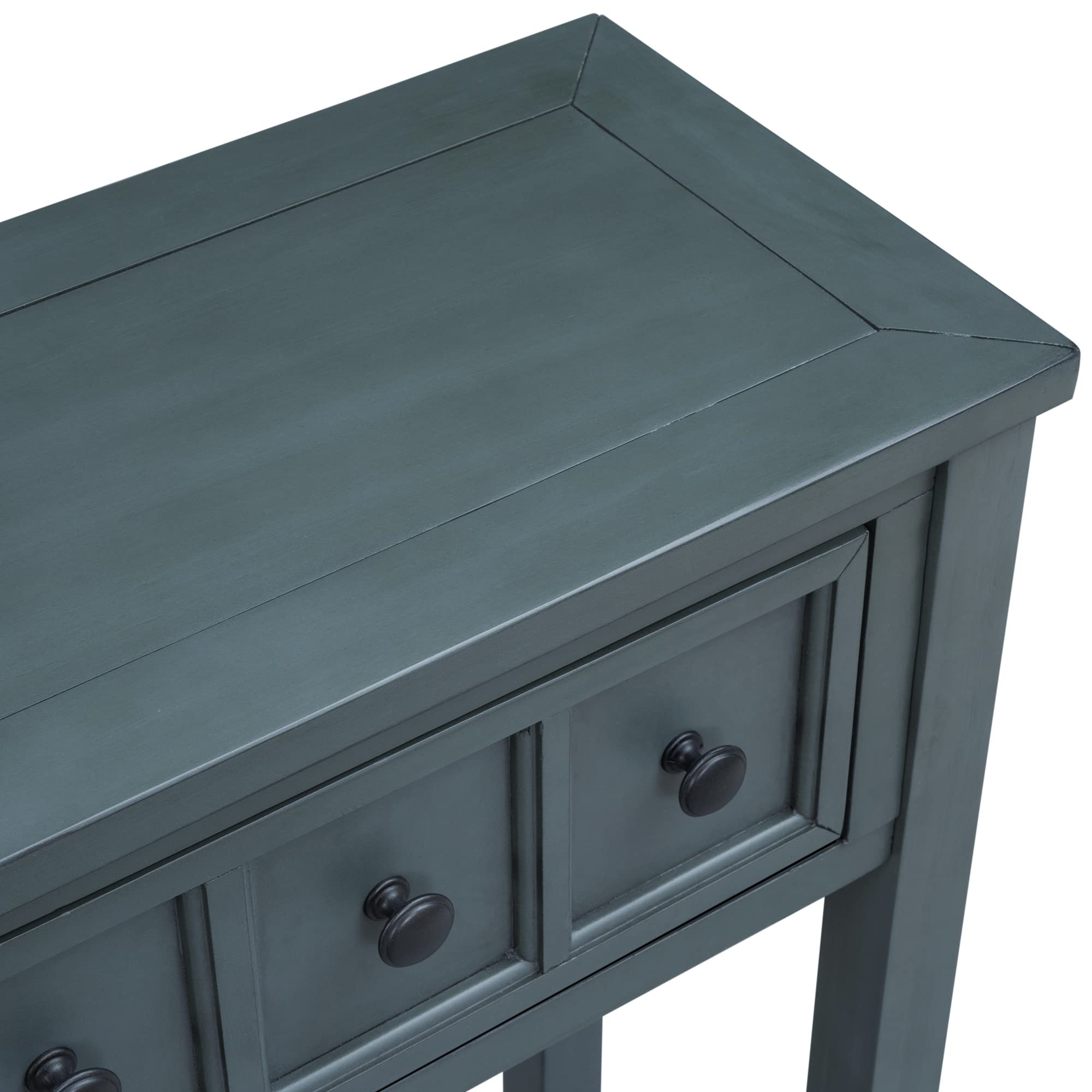 Merax Farmhouse Console Table with Storage Drawers & Bottom Shelf - Rustic Entryway Hall Table, Narrow Sofa Table for Living Room, Bedroom, or Office - Navy Blue Home Decor Furniture for Small Spaces