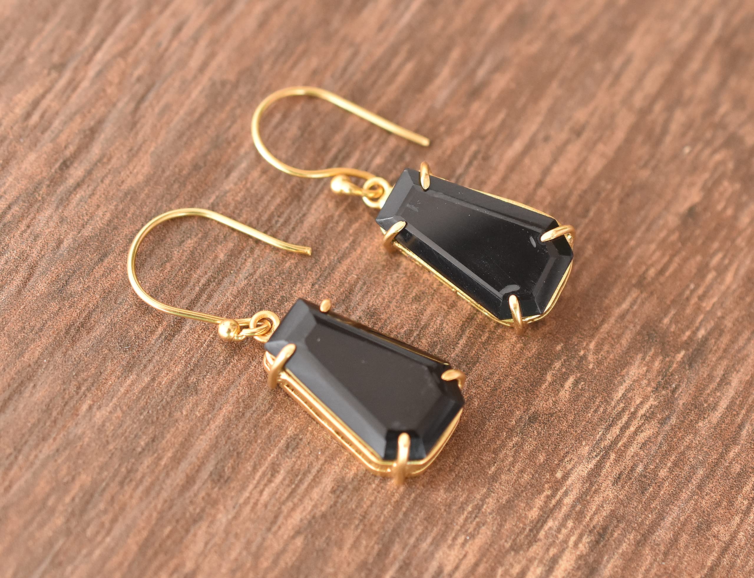 Veracity Jewelry Black Onyx Coffin Stud Earrings for Women - Handmade Sterling Silver Gothic Jewelry Gift for Her - VE-415 | Perfect for Halloween, Goth Fashion & Alternative Style
