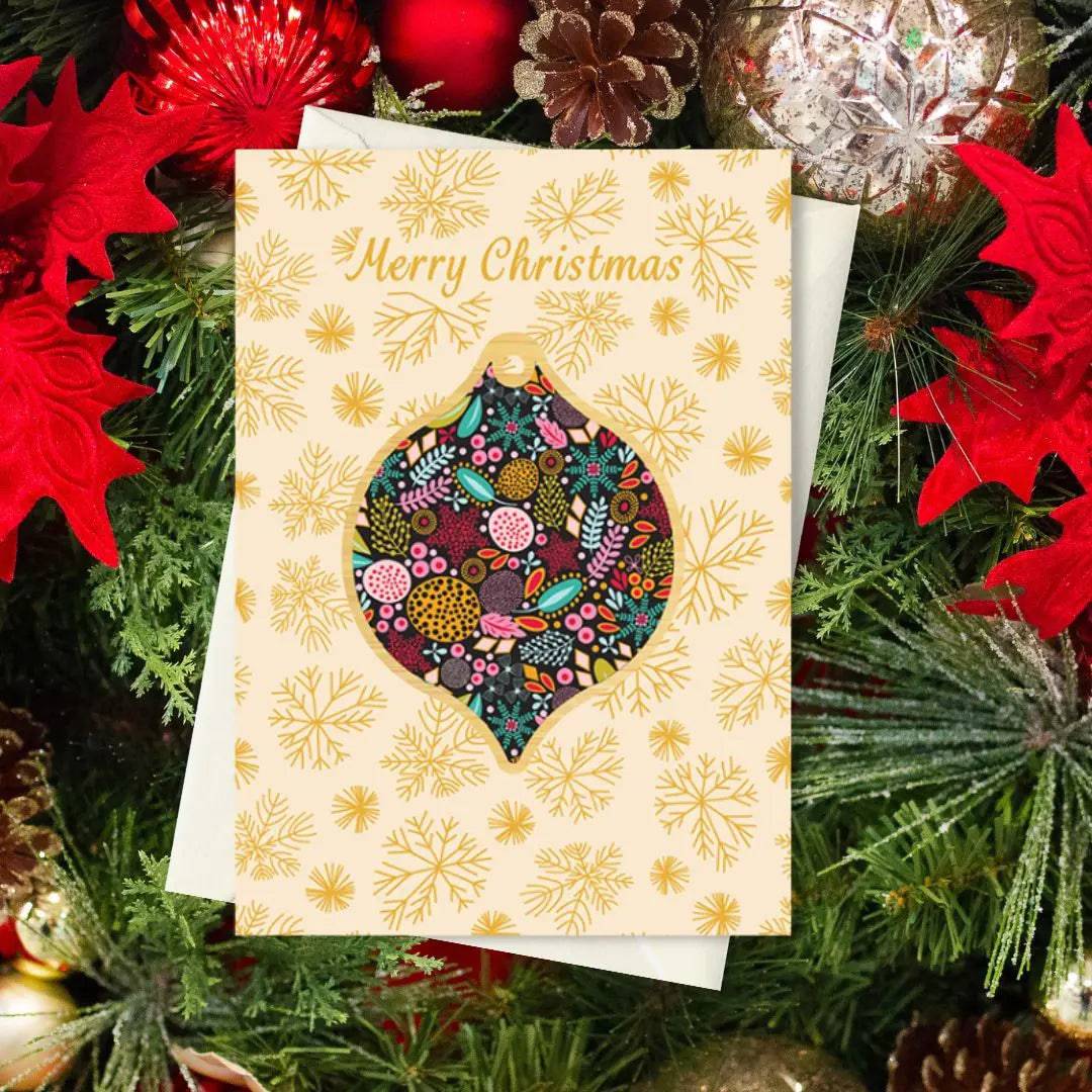 Blingtastic Christmas Ornament Card & Bauble - Elegant Holiday Decor for Tree, Gift Wrapping & Festive Home Decoration