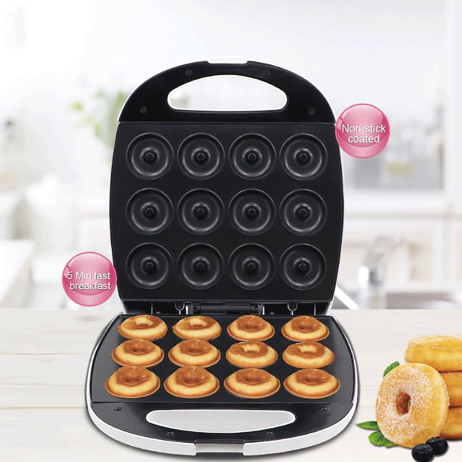 1300W Commercial Electric Donut Maker Machine - 12 Grid Non-Stick Doughnut Baker for Home, Cafe & Bakery - Perfect for Breakfast, Snacks, Parties & Holiday Desserts