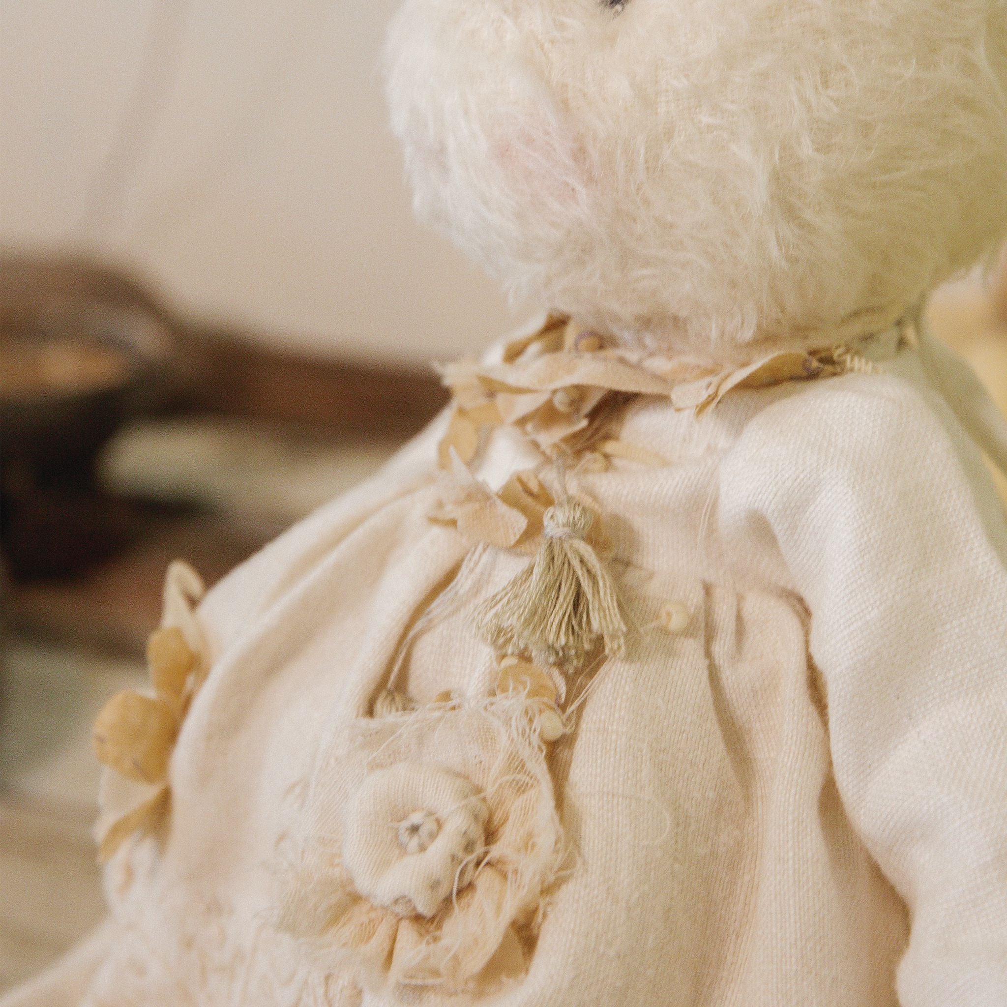 Handcrafted Cream Mohair Bunny Plush Toy - Ella Elegant by Hutch Studio - Perfect for Nursery Decor, Baby Shower Gifts & Collectible Stuffed Animals