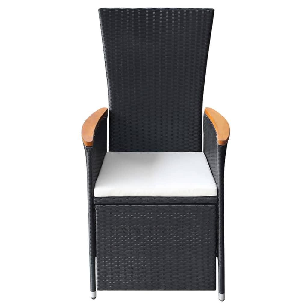 2-Piece Black Poly Rattan Reclining Patio Chairs Set with Cushions - Outdoor Lounge Furniture for Poolside, Garden & Backyard Relaxation