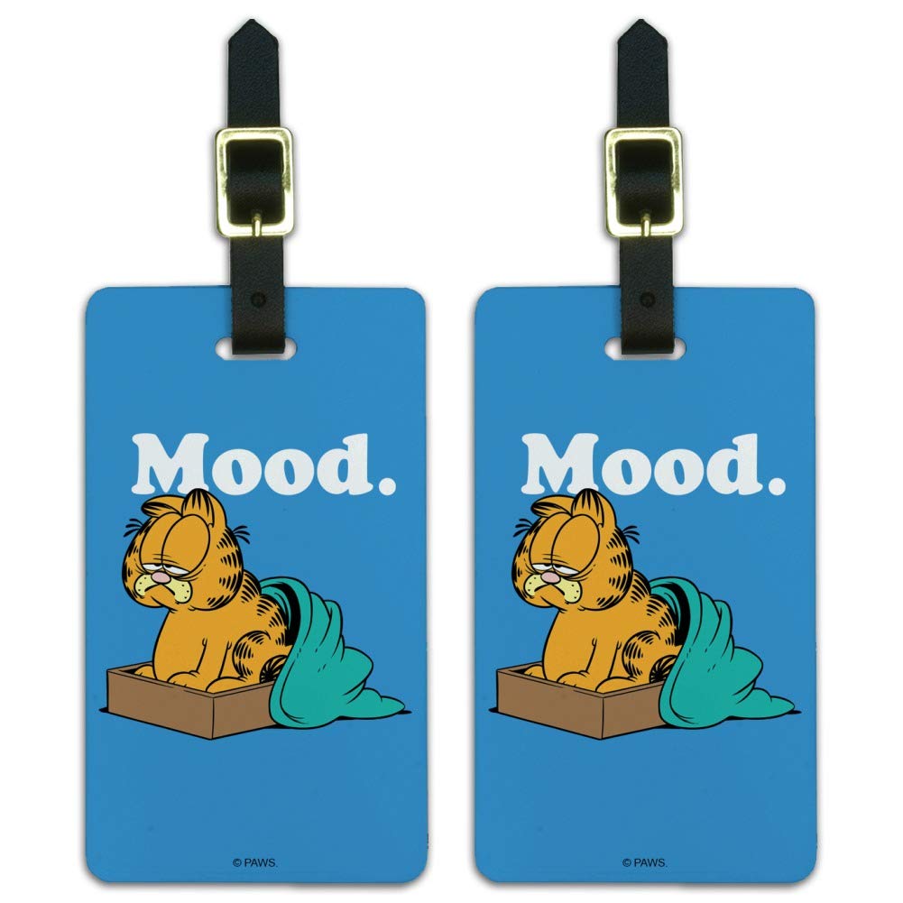 Garfield Mood Luggage ID Tags - Funny Suitcase Tags for Carry-On Bags (Set of 2) - Perfect for Travel Identification & Lost Baggage Prevention