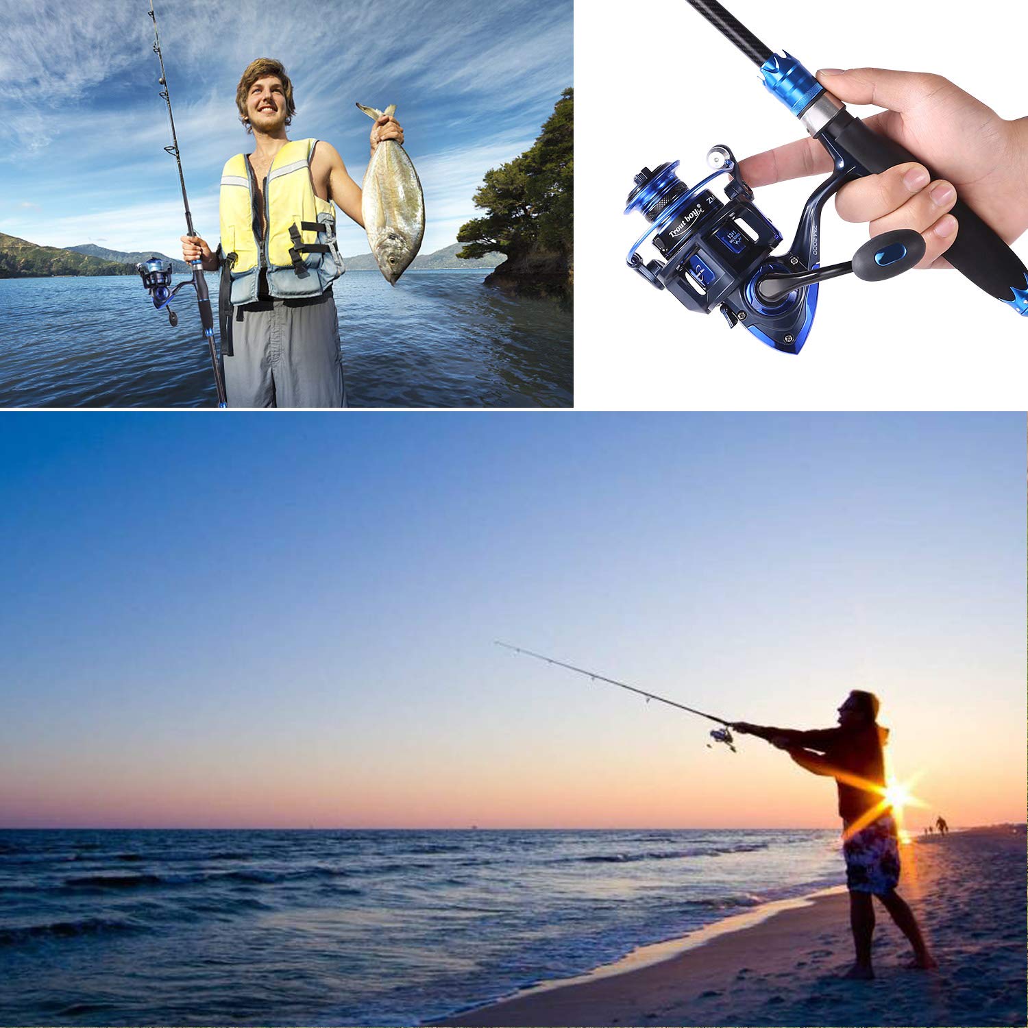 Sougayilang Spinning Fishing Rod and Reel Combo - 24-Ton Carbon Fiber Portable Fishing Pole with Spinning Reel for Freshwater Fishing - Ideal for Travel, Camping, and Outdoor Adventures