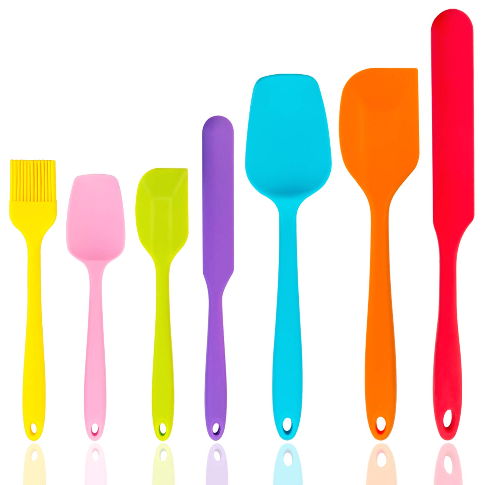 Premium 7-Piece Silicone Spatula Set - Heat-Resistant Kitchen Utensils for Non-Stick Cookware, Baking & Mixing | Seamless Flexible Design, Dishwasher Safe, Multi-Color | Perfect for Home Chefs, Bakers & Cooking Enthusiasts
