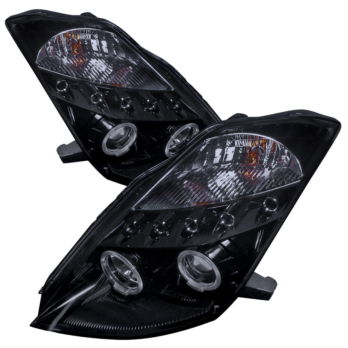 Glossy Piano Black Tinted LED Projector Headlights Compatible with 2003-2005 Models - Perfect for Night Driving & Car Customization