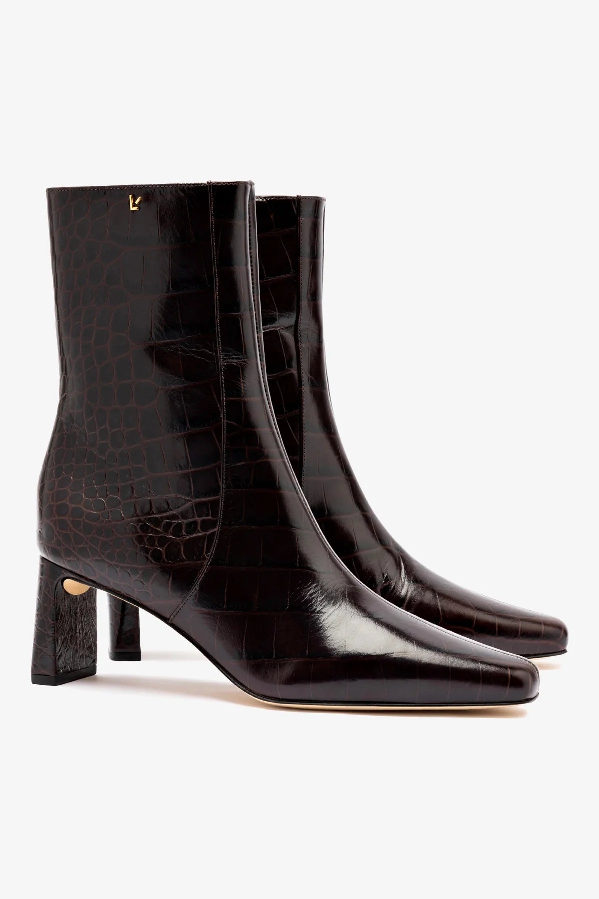 Alexis Bootie Dark Croco Embossed Leather Ankle Boots for Women - Stylish & Comfortable for Office, Party & Night Out
