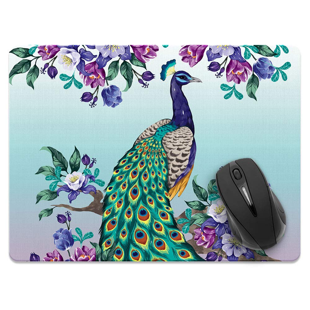 Extra Large Non-Slip Rectangle Mouse Pad - WIRESTER Peacock Flower Design for Home Office & Gaming Desk | Perfect for PC, Laptop & Computer Workstations