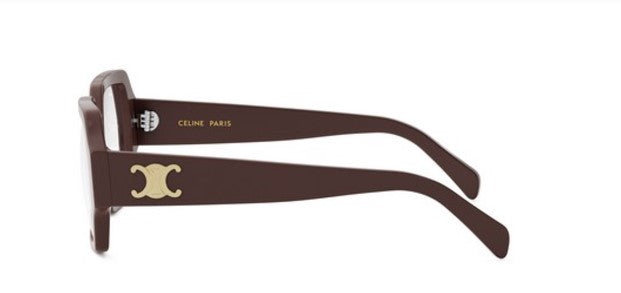 Celine TRIOMPHE CL50131I 048 Shiny Brown Square Women's Eyeglasses Frames - Designer Prescription Glasses & Sunglasses for Women, Perfect for Office, Reading, and Everyday Fashion Accessory
