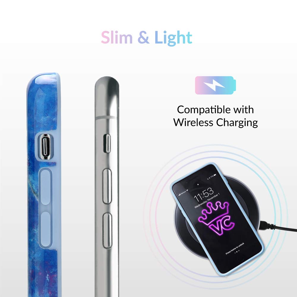 VELVET CAVIAR iPhone 8 Plus/7 Plus Case - Opal Blue Marble Protective Phone Cover for Women | Shockproof Slim Design for Everyday Use, Work & Travel