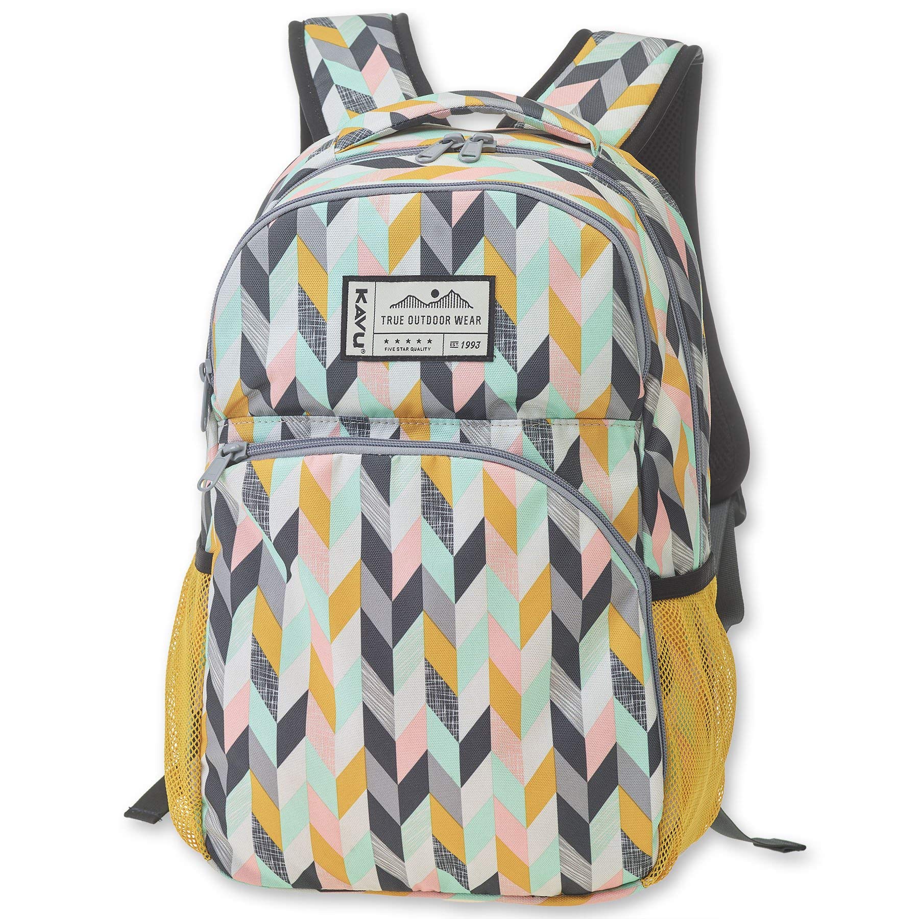 KAVU Packwood Backpack with Padded Laptop Compartment & Tablet Sleeve - Lightweight Durable Daypack for Work, School & Travel | Chevron Sketch Design | Perfect for Commuters & Students