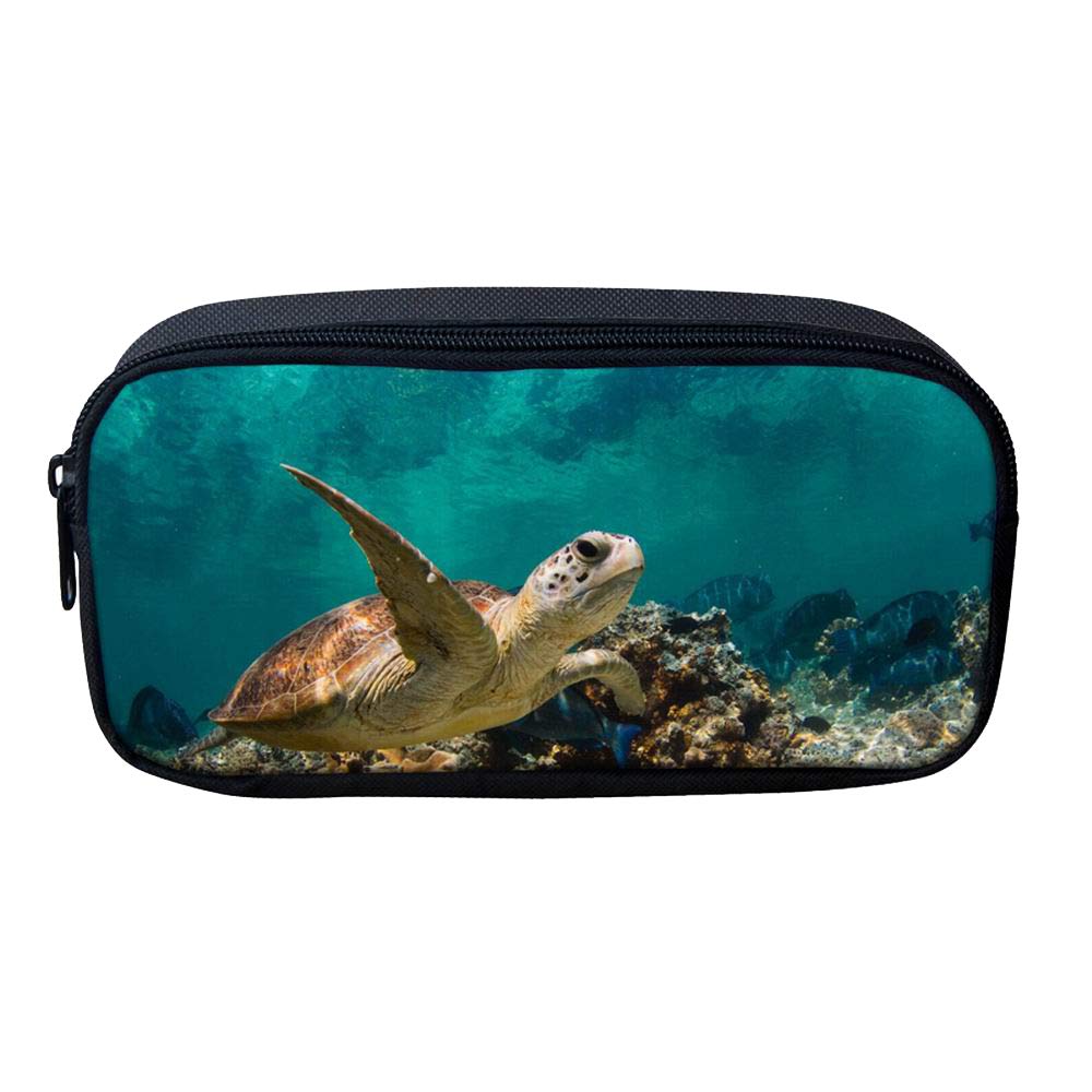 Cute Turtle Pencil Case for Girls - Soft Canvas Zipper Pouch for School Supplies, Makeup & Stationery - Perfect for Kids' Backpack, Travel & Daily Organization