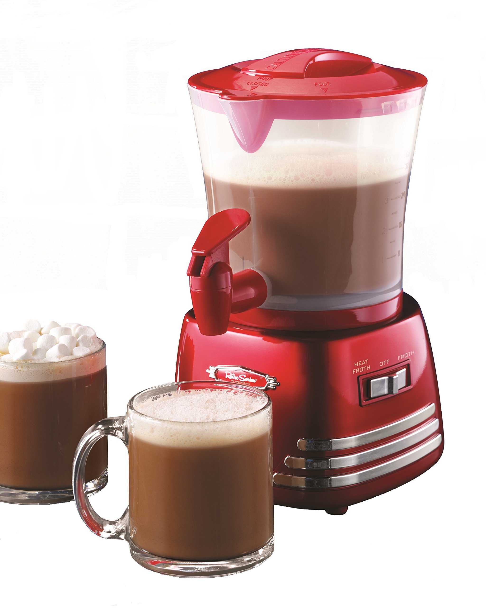 **Nostalgia HCM700RETRORED Retro 32-Ounce Hot Chocolate Maker, Milk Frother & Latte/Cappuccino Dispenser – Perfect for Home, Office & Holiday Gifts**