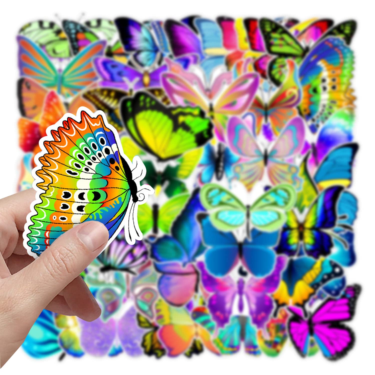 **50PCS Butterfly Stickers - Waterproof Vinyl Decals for Water Bottles, Laptops, Skateboards, Phones & Luggage - Cute DIY Stickers for Kids, Teens & Adults - Perfect for Scrapbooking, School & Travel**