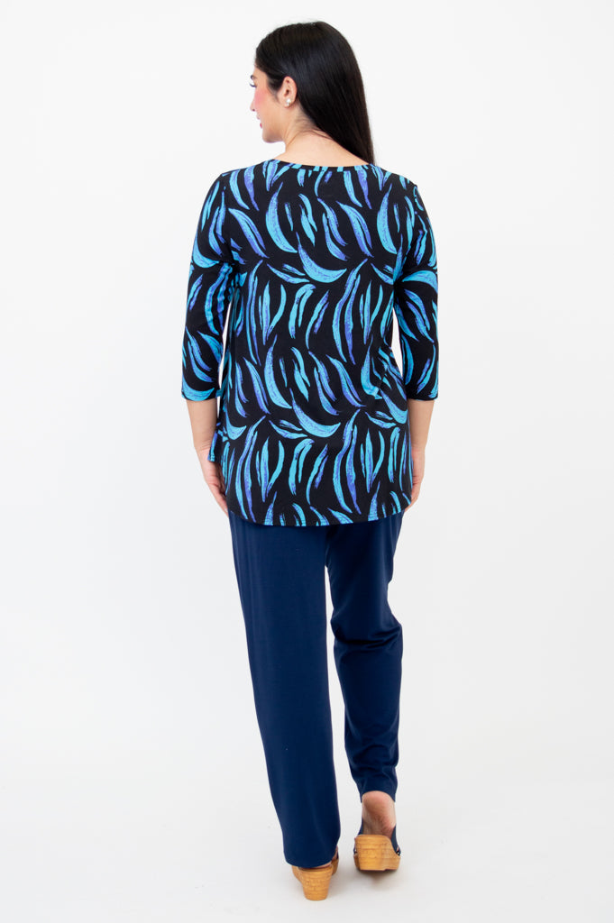 Jazz 3/4 Sleeve Top - Stylish Cuban Print Bamboo Blouse for Women | Perfect for Summer Outfits, Beach Vacations & Casual Wear
