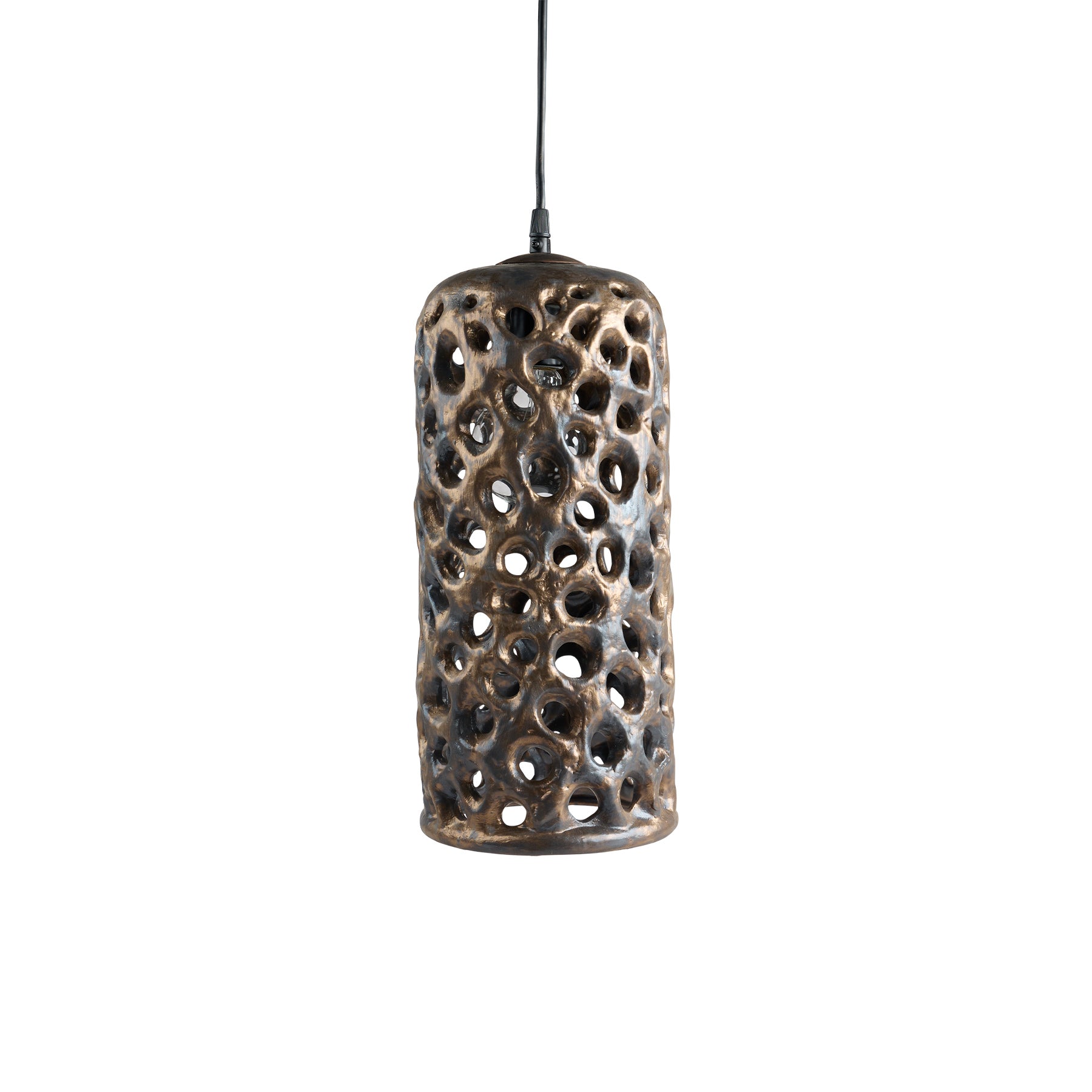 Large Bronze Cylinder Hanging Lantern - Outdoor/Indoor Decorative Lighting for Patio, Garden, Porch & Entryway
