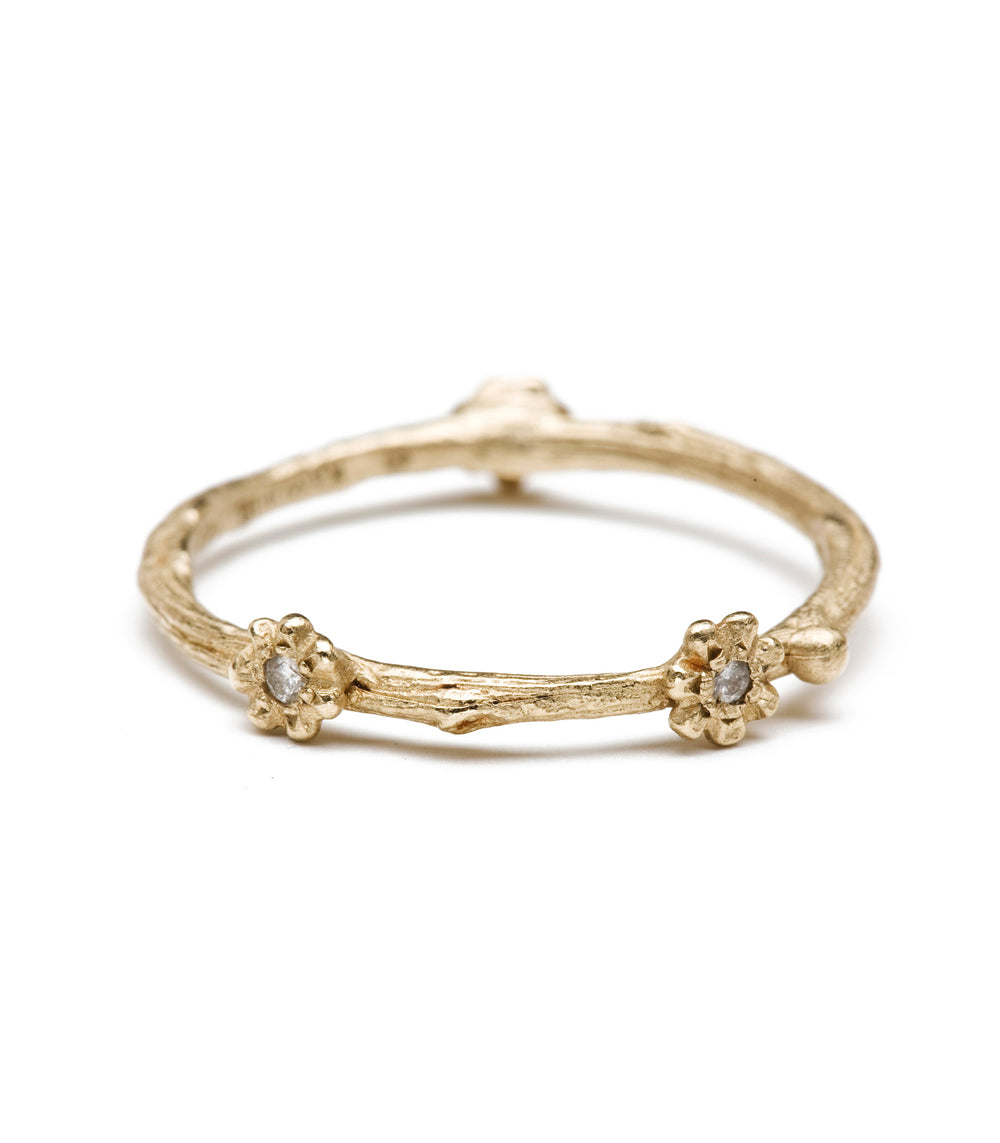 14K Gold Diamond Accent Daisy Twig Stacking Ring Set - Elegant Floral Stackable Rings for Women, Perfect for Everyday Wear, Anniversary Gifts & Special Occasions