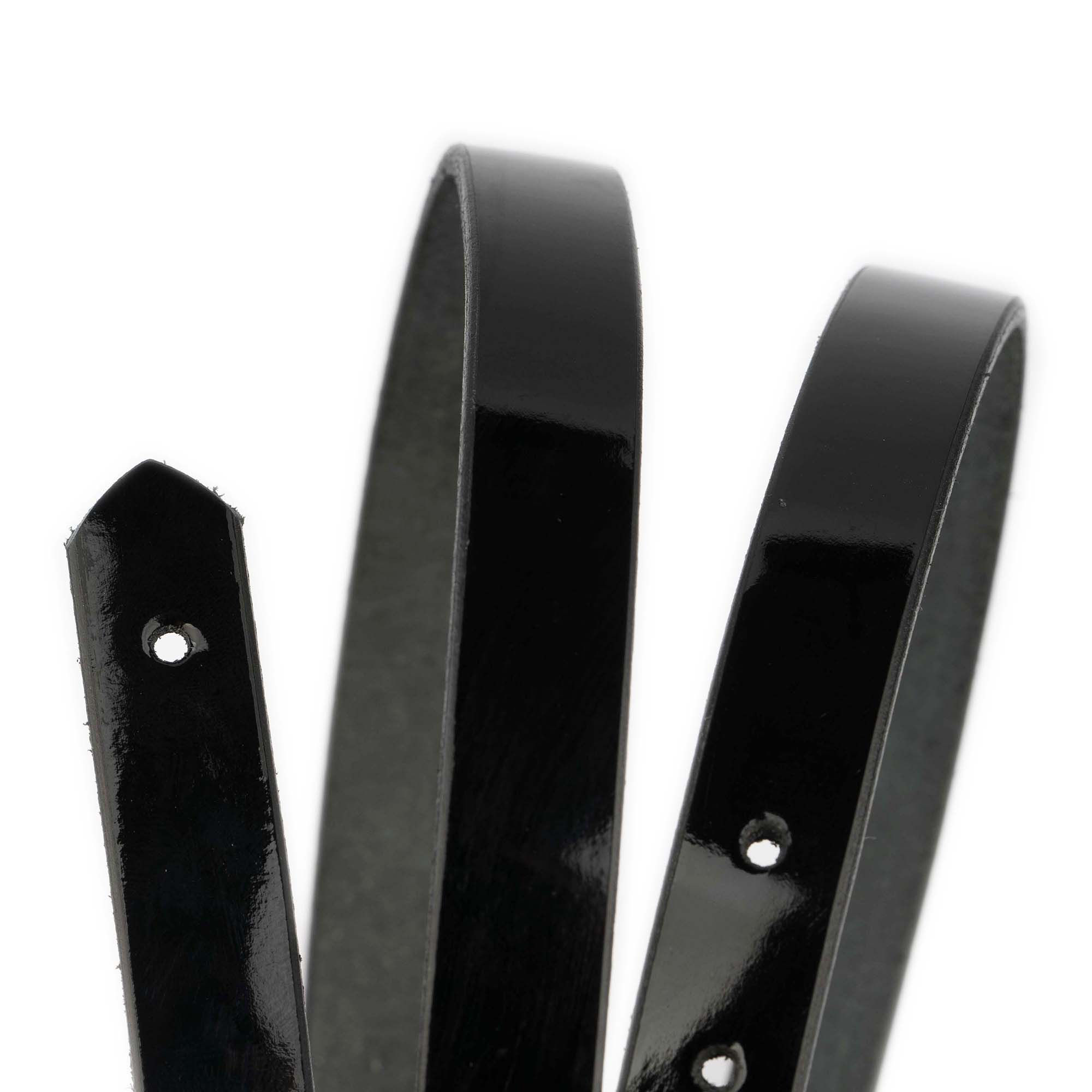 Black Patent Leather Belt Strap 1.5cm Width - Replacement Strap for Ferragamo Buckles | Perfect for Dress Shoes, Formal Attire & Office Wear
