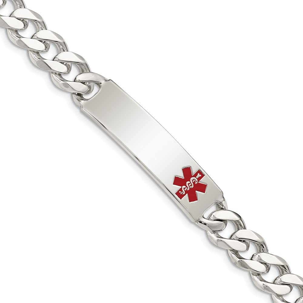 Stylish Sterling Silver Polished Medical ID Bracelet for Women - Elegant Curb Link Design | Perfect for Emergency Identification & Everyday Fashion Accessory