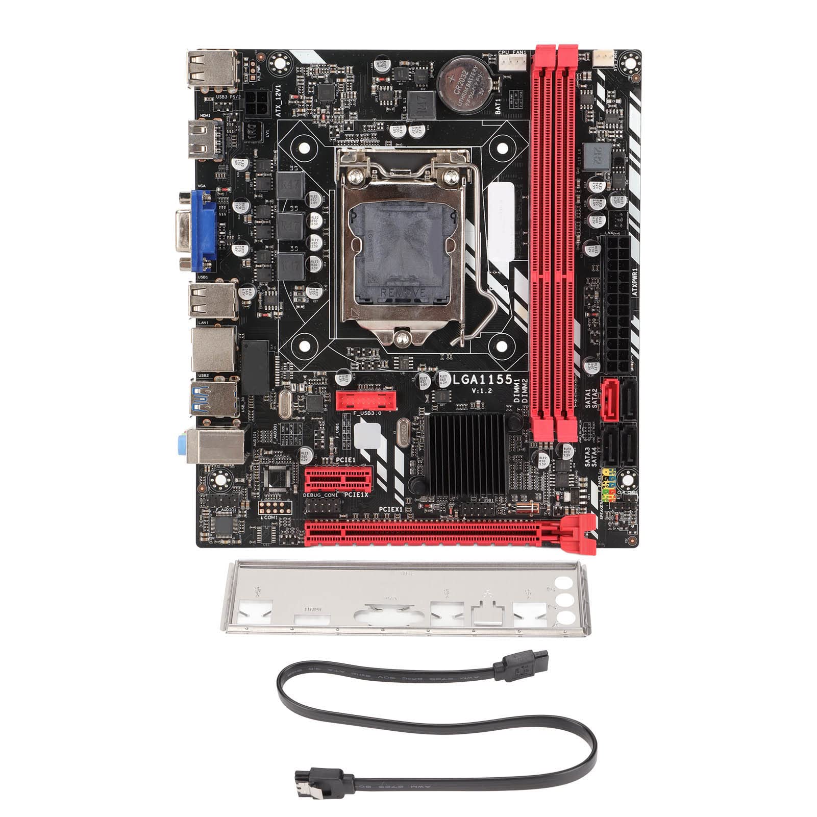 LGA 1155 Motherboard for Intel Core i3 i5 i7 - DDR3 RAM, VGA & HDMI Ports, 6Gb/s Transfer Speed - Perfect for Gaming PC Builds & Home Office Computers