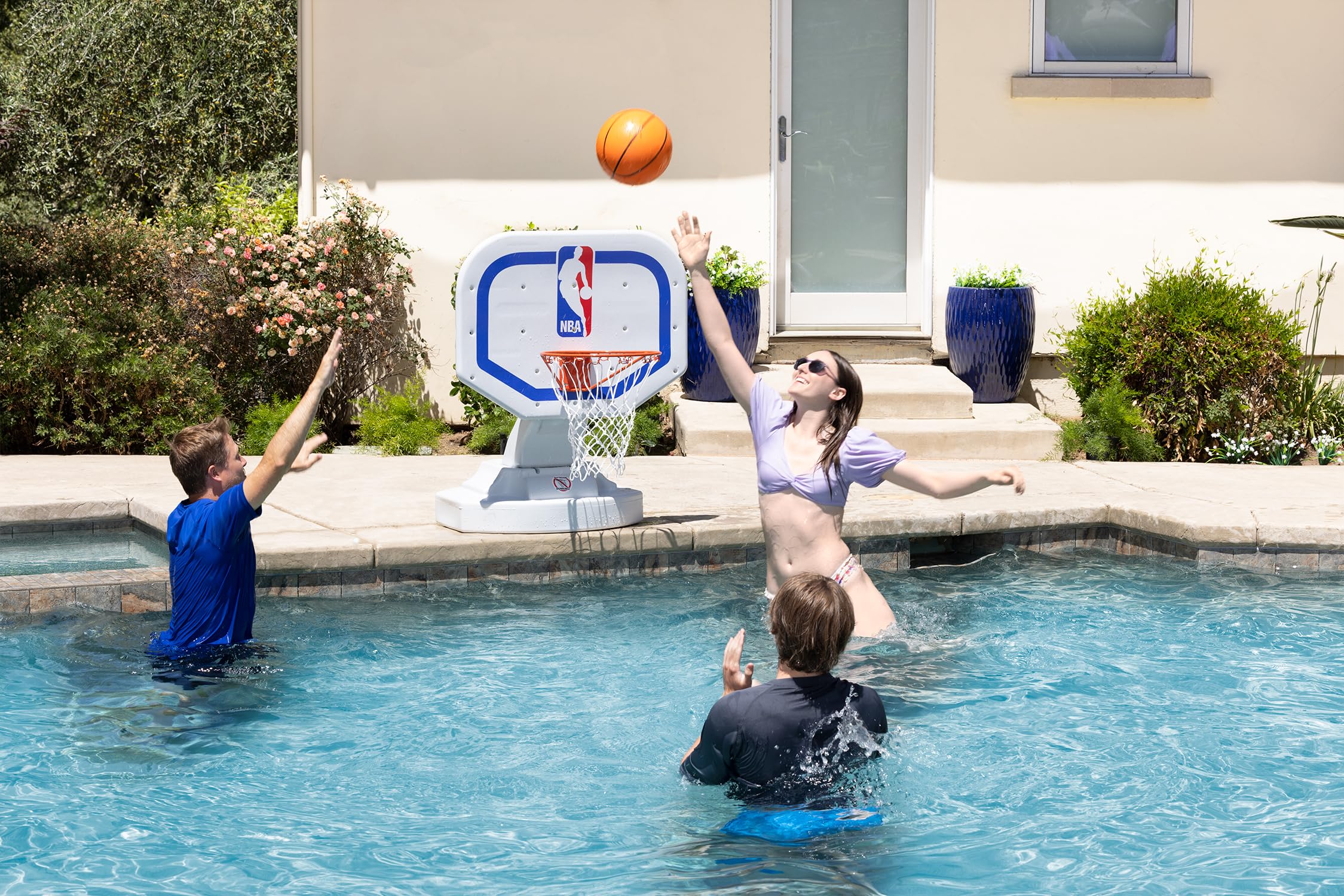 Poolmaster 72900 NBA Logo USA Competition-Style Poolside Basketball Game - Perfect for Backyard Pool Parties, Summer Fun & Outdoor Water Activities