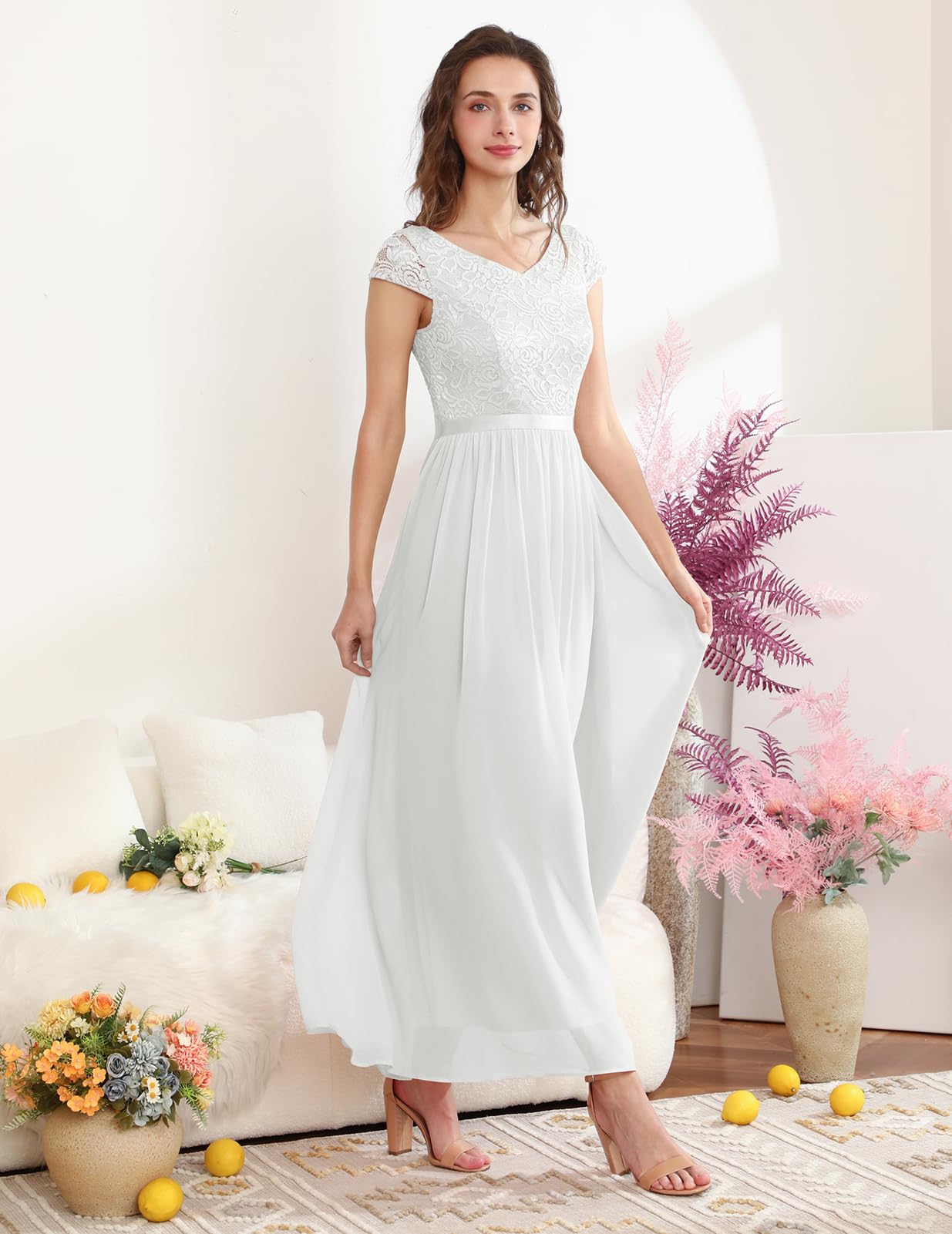 Elegant Long Formal Dresses for Women 2024 - V-Neck Wedding Guest Dress, Bridesmaid Gown, Homecoming & Evening Party Dress - Perfect for Beach Weddings, Fall Galas & Special Occasions