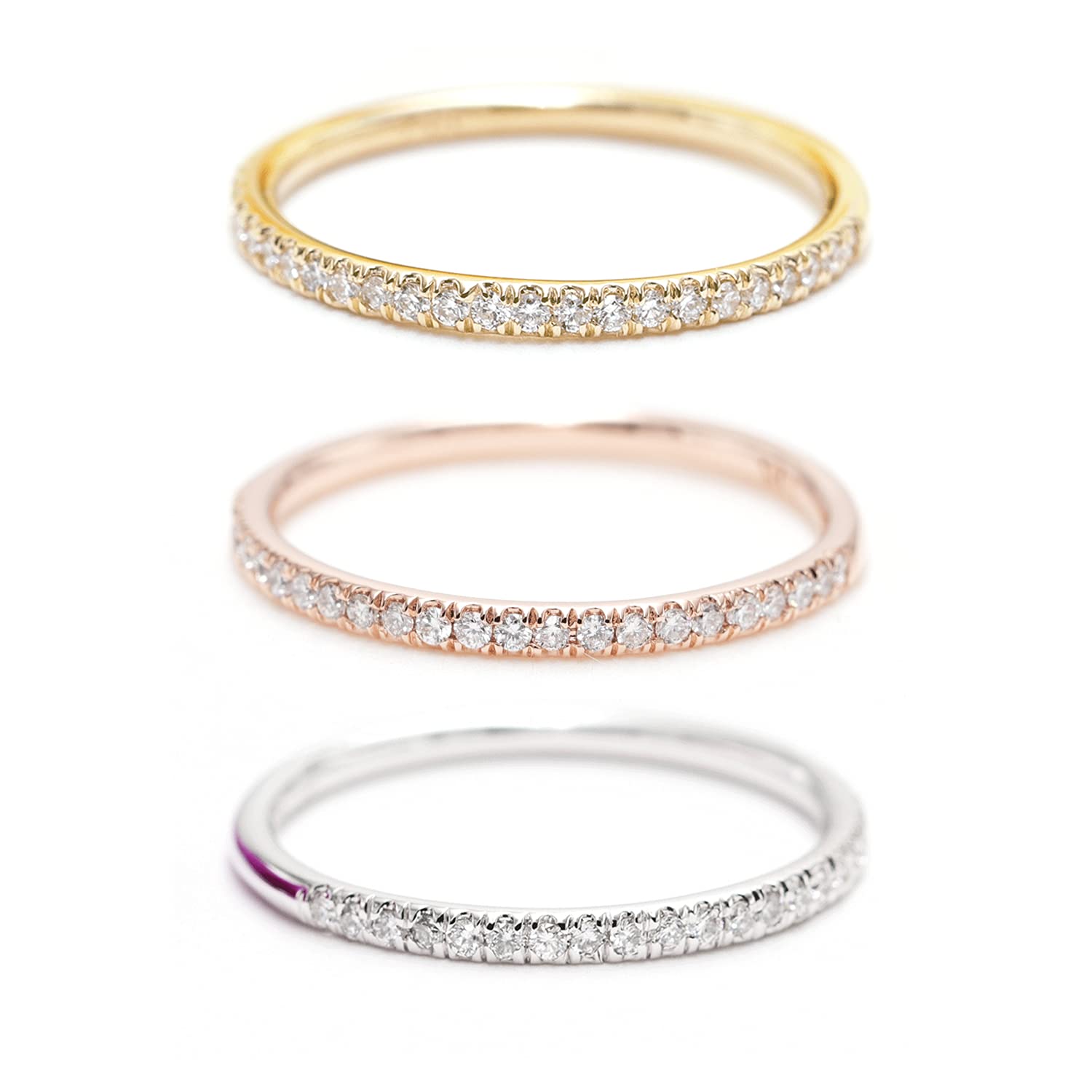 14K Rose Gold 1.7mm Diamond Halfway Wedding Band - Dainty Stackable Diamond Ring for Women, Perfect Matching Band for Engagement Rings, Promise Ring, Anniversary Gift (Ideal for Weddings, Proposals & Special Occasions)