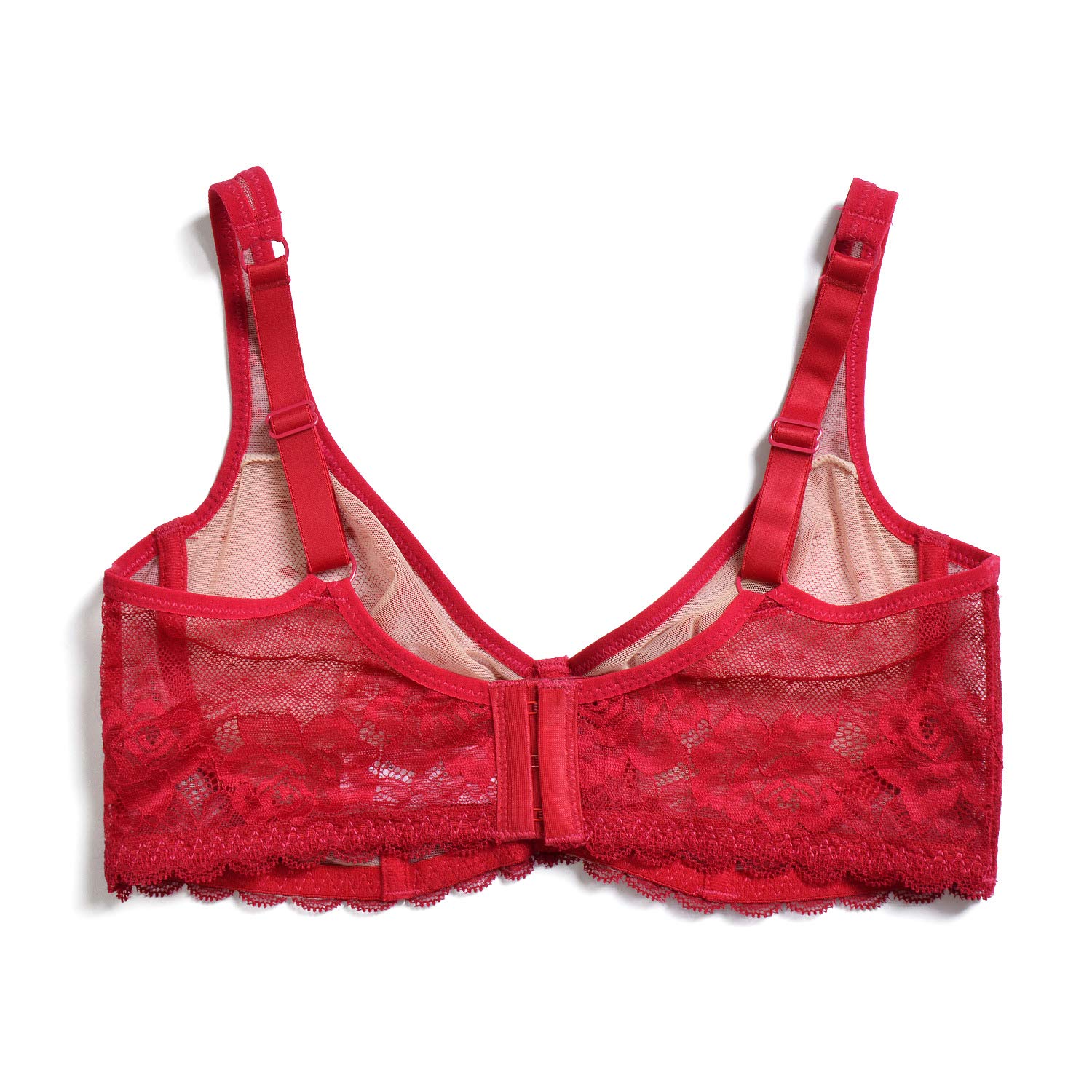 YANDW Women's Full Coverage Plus Size Bra - Unlined Lace Minimizer Unpadded Underwire Bras for Comfort & Support | Perfect for Everyday Wear & Special Occasions