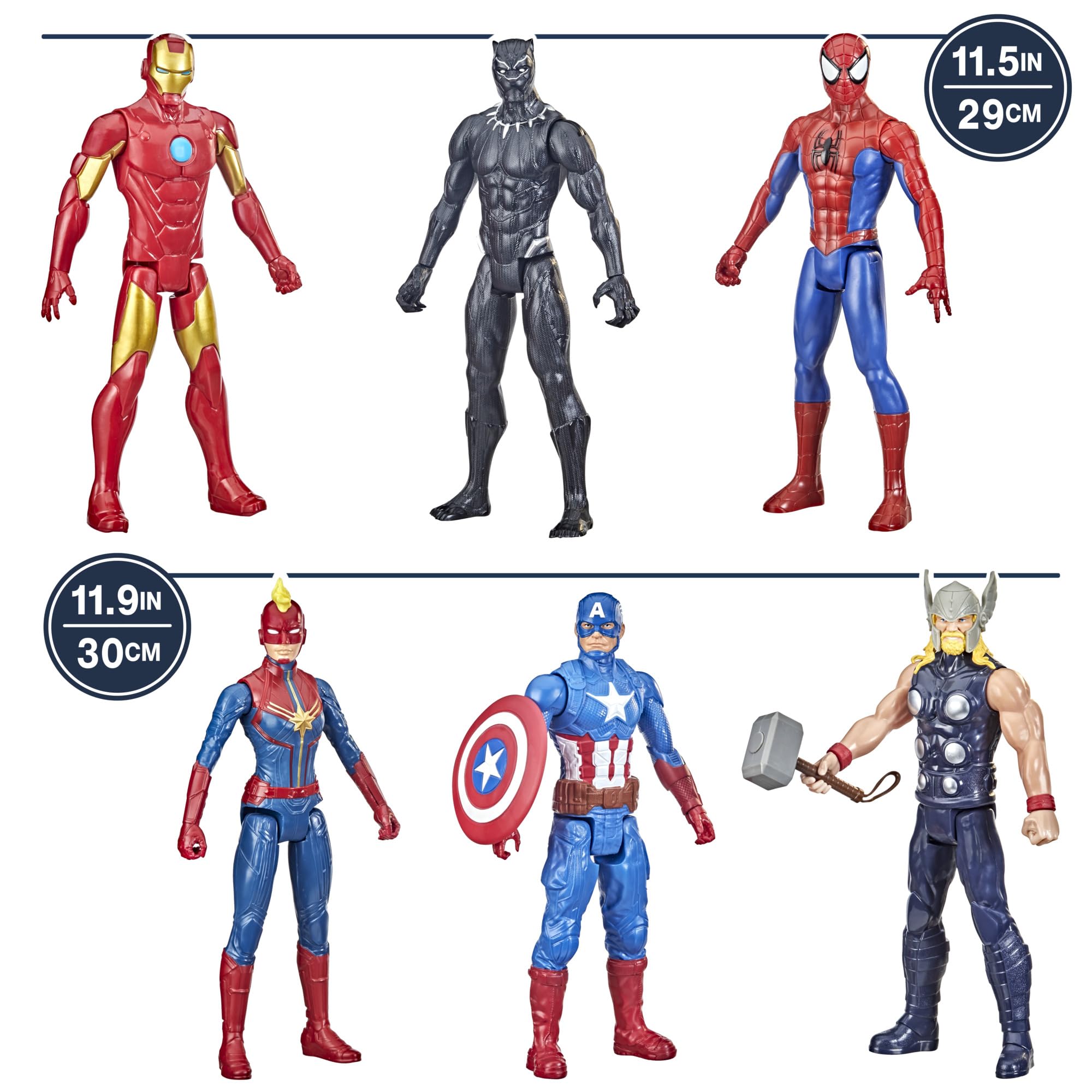 Marvel Titan Hero Series 6-Pack Action Figures – 12-Inch Superhero Toys for Kids Ages 4+ | Avengers, Spider-Man & More | Amazon Exclusive | Birthday Gifts & Collectibles