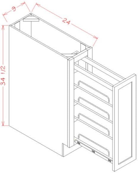 AEW BT9PO Edgeline White 9-Spice Base Cabinet - Pre-Assembled Kitchen Storage for Spices & Utensils | Perfect for Pantry Organization & Small Kitchen Spaces