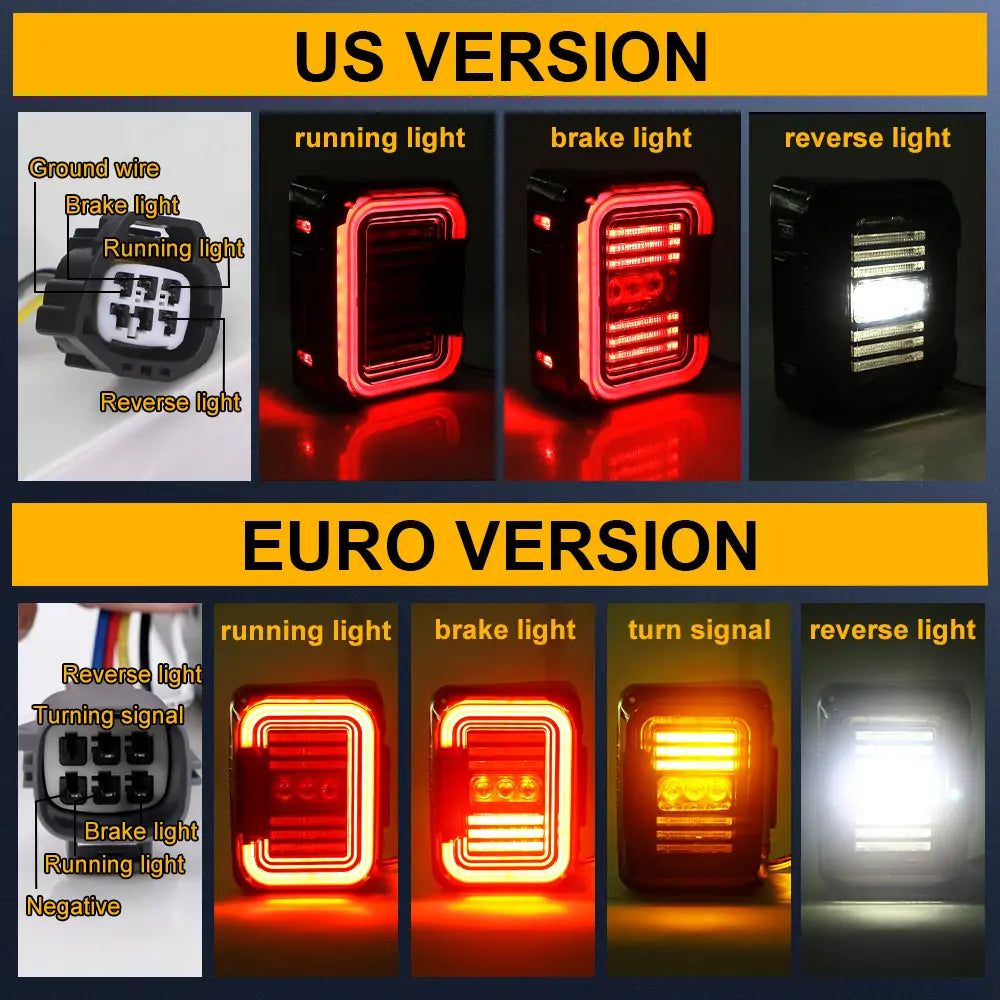 LED Tail Lights for Jeep Wrangler JK JKU (2007-2018) - Smoked C-Shaped Design - Waterproof & Durable Replacement Taillamps - Perfect for Off-Roading, Night Driving & Custom Jeep Upgrades