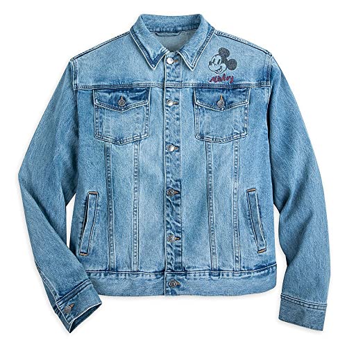 Disney Mickey Mouse Denim Jacket for Men - Casual Vintage Style Denim Coat with Mickey Print - Perfect for Theme Parks, Cosplay, and Everyday Wear