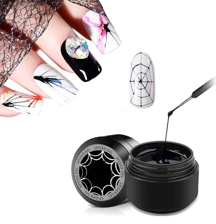 D.B.Z. Black Spider Gel Polish Kit - UV LED Nail Art Paint for Spider Web Design, Black & White Gel Polish Set - Perfect for Halloween, Gothic, and Creative Nail Designs