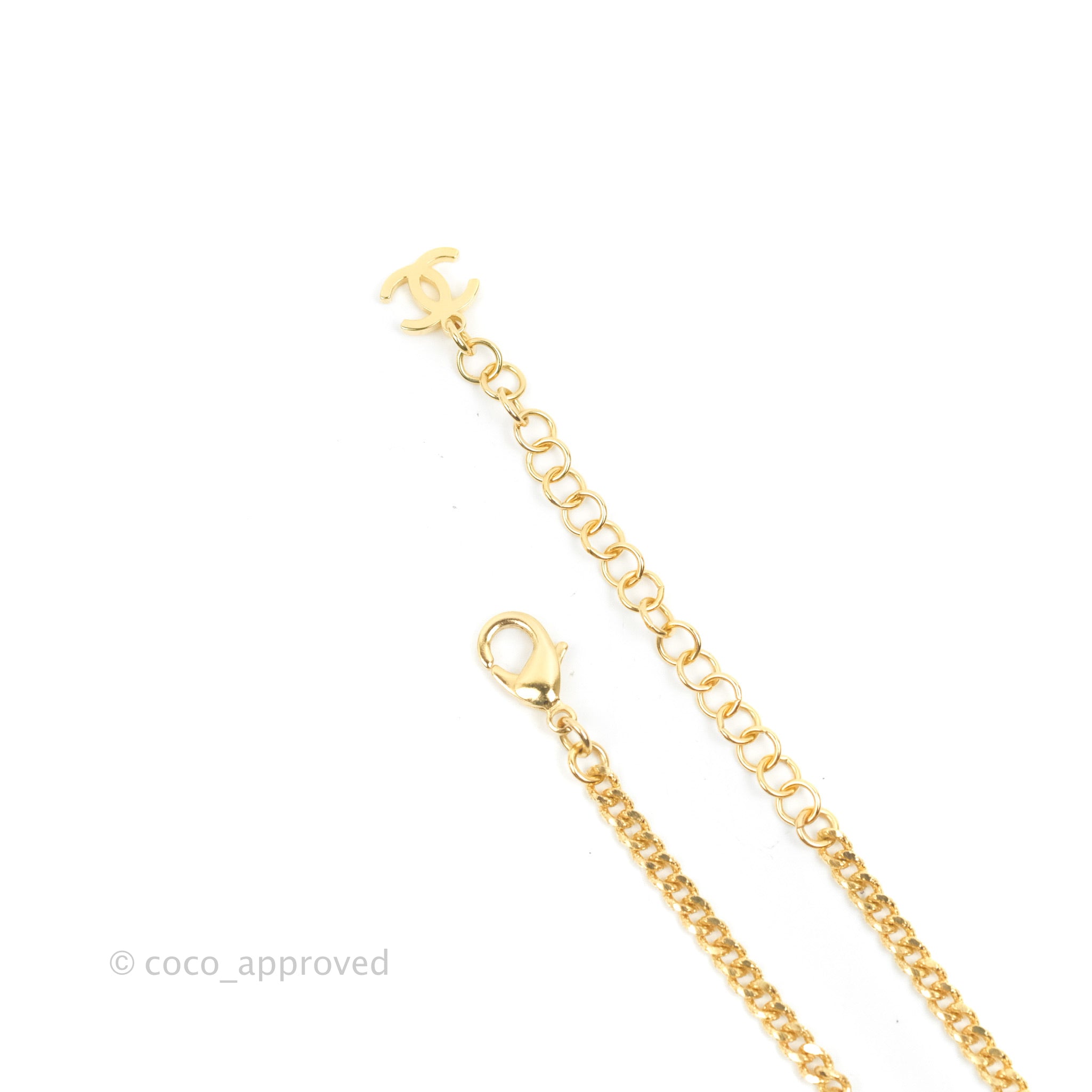 Chanel CC Crystal Necklace Gold Tone 22A - Elegant Fashion Jewelry for Women | Perfect for Parties, Weddings & Special Occasions