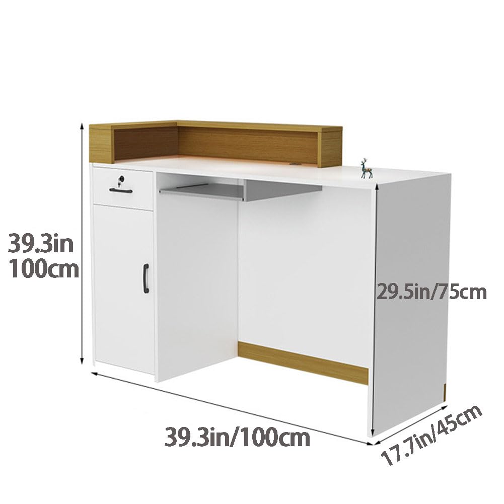 Modern Gray Reception Desk with Counter Front - Professional Receptionist Desk for Office, Hotel, or Retail Store - Perfect for Checkout Counter, Small Reception Areas, and Front Desk Use