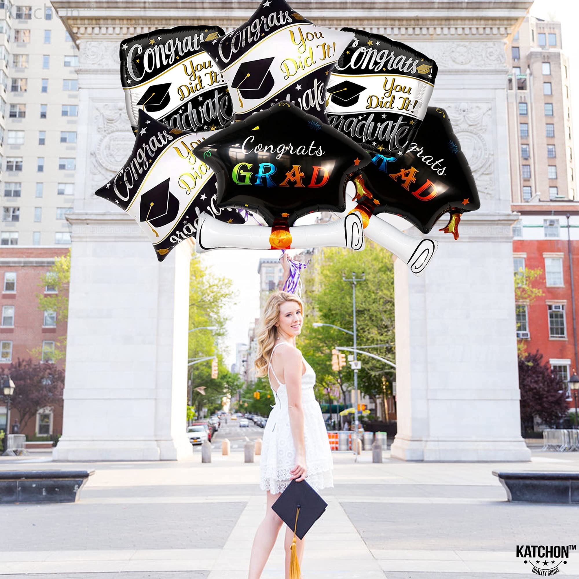 KatchOn Graduation Balloons 22 Inch - Pack of 6 Foil Mylar Balloons for Class of 2024 Decorations | Perfect for Graduation Parties, School Events & Photo Backdrops