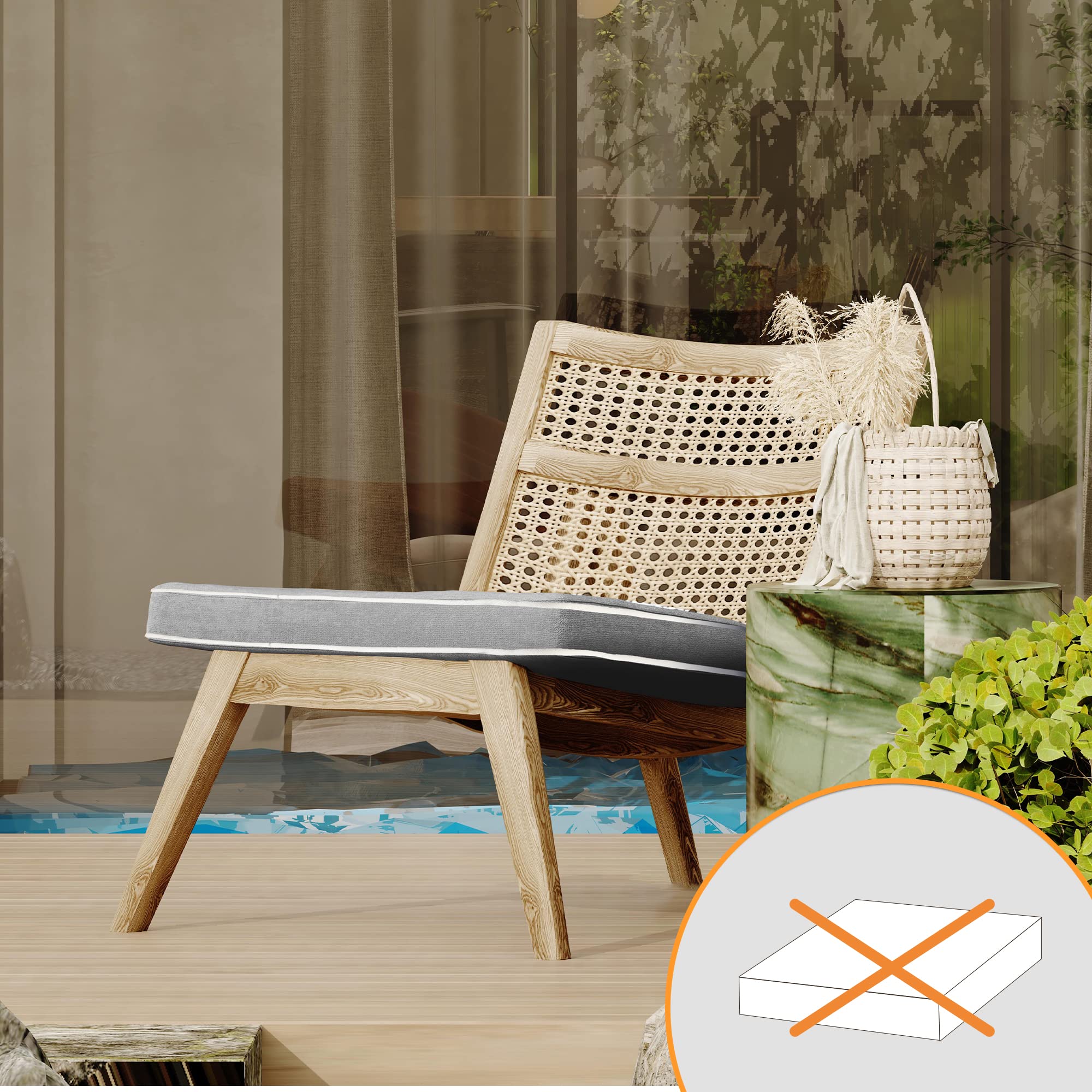 2 Pack Water-Resistant Outdoor Cushion Covers 24x24x4 Inches - Light Grey Patio Furniture Slipcovers for Sofa, Chair & Deck Seating (Covers Only) - Perfect for Backyard, Garden & Poolside Use