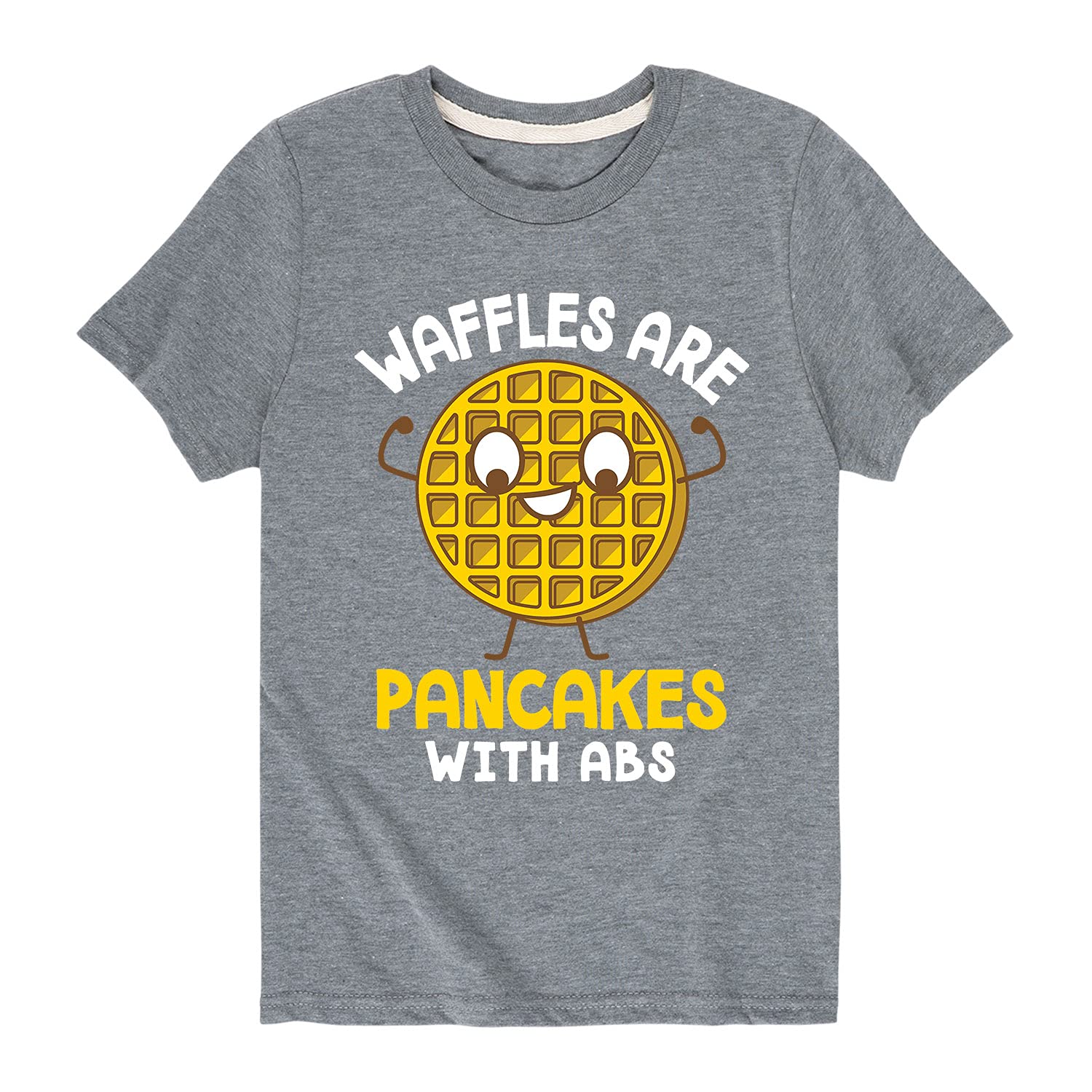 Funny Abs Waffle Pancake Print Toddler Short Sleeve T-Shirt - Cute Breakfast Design for Kids & Babies - Perfect for Playdates, Family Outings & Birthday Parties