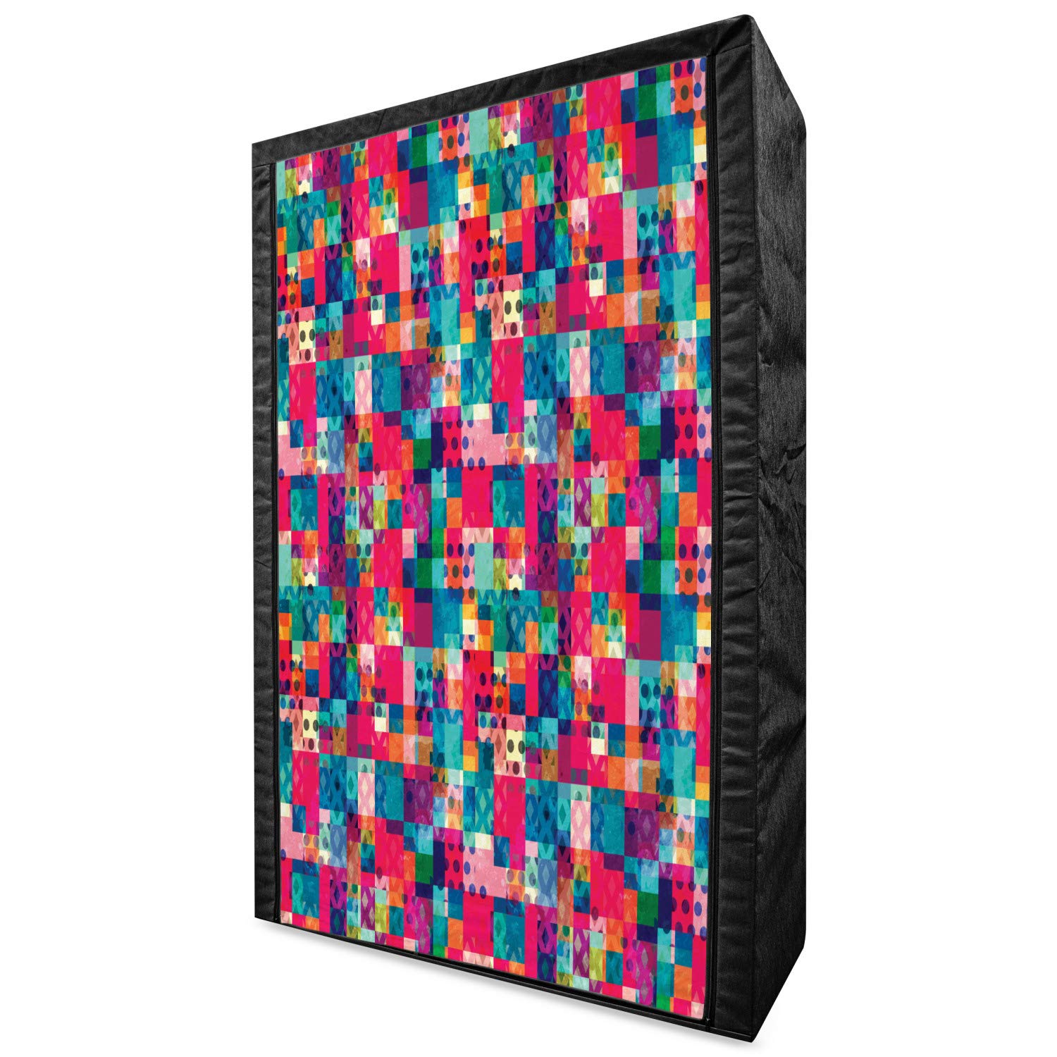 Ambesonne Geometric Portable Fabric Wardrobe - Italian Grunge Modern Clothing Organizer with Shelves, 42.5 Inch Multicolor Storage Closet | Perfect for Bedroom, Closet Organization & Small Space Storage Solutions