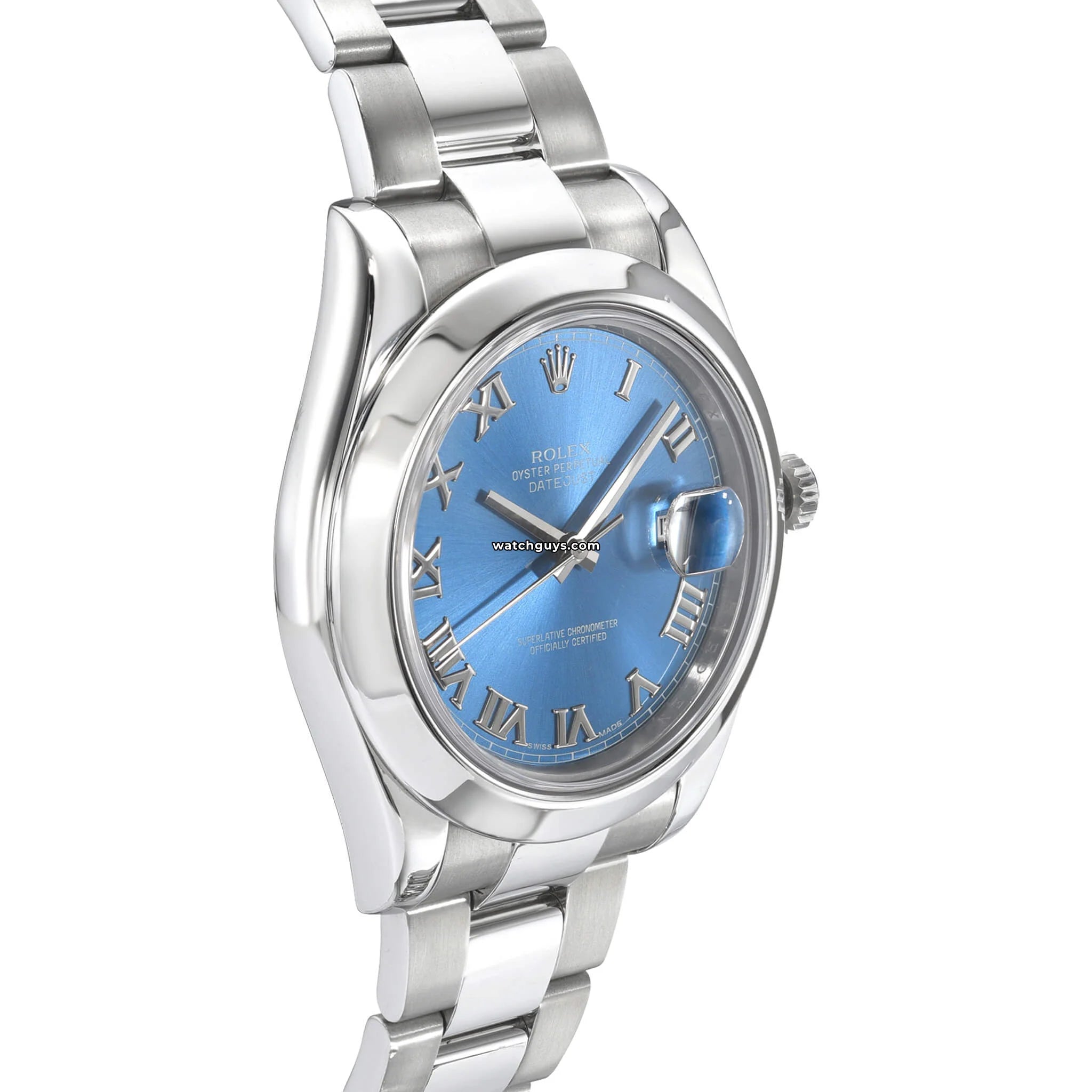 Rolex Datejust 116300 Stainless Steel Watch with Azzurro Blue Dial & Oyster Bracelet - Perfect for Business, Formal Events & Luxury Collectors
