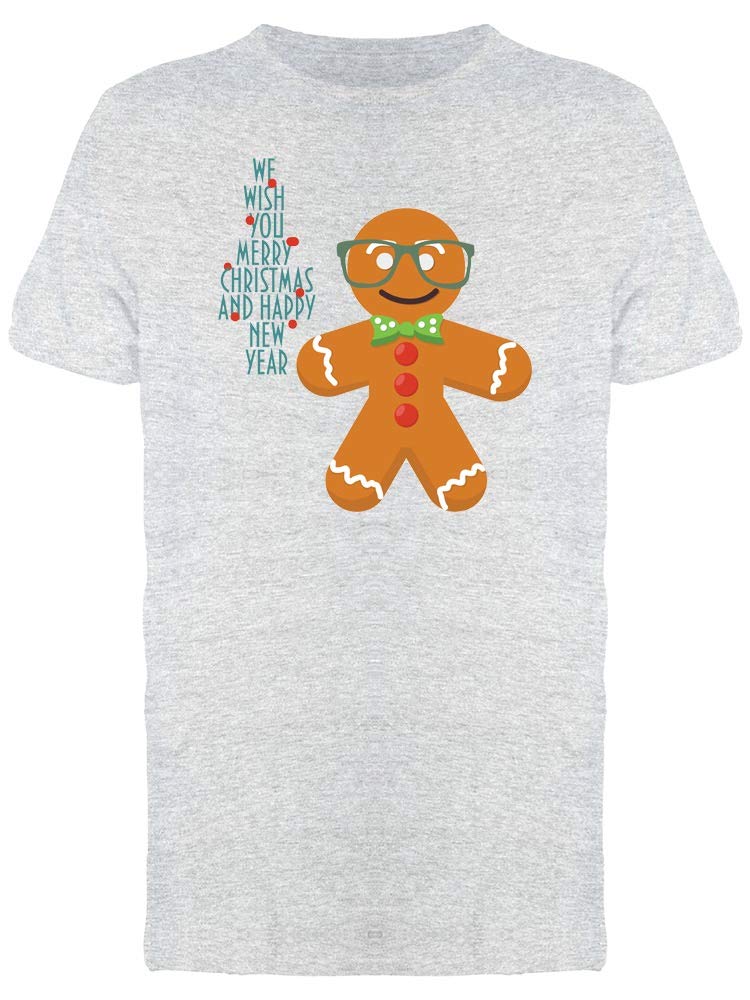 Smartprints Hipster Gingerbread Man T-Shirt for Men - Trendy Christmas Graphic Tee for Holiday Parties & Casual Wear
