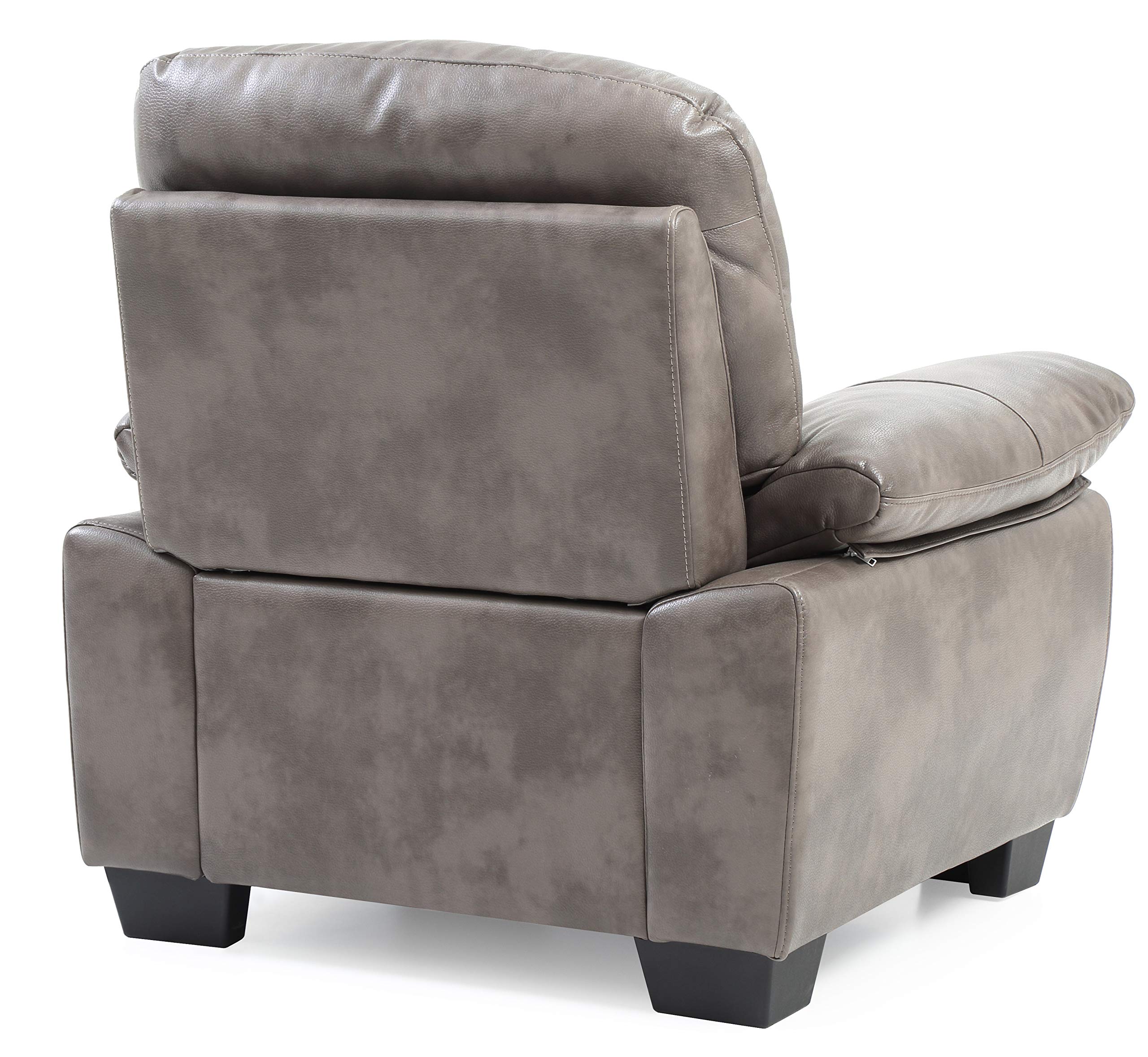Glory Furniture Upholstered Arm Chair - Gray Faux Leather Living Room Accent Chair for Home Office, Lounge & Reading Nook