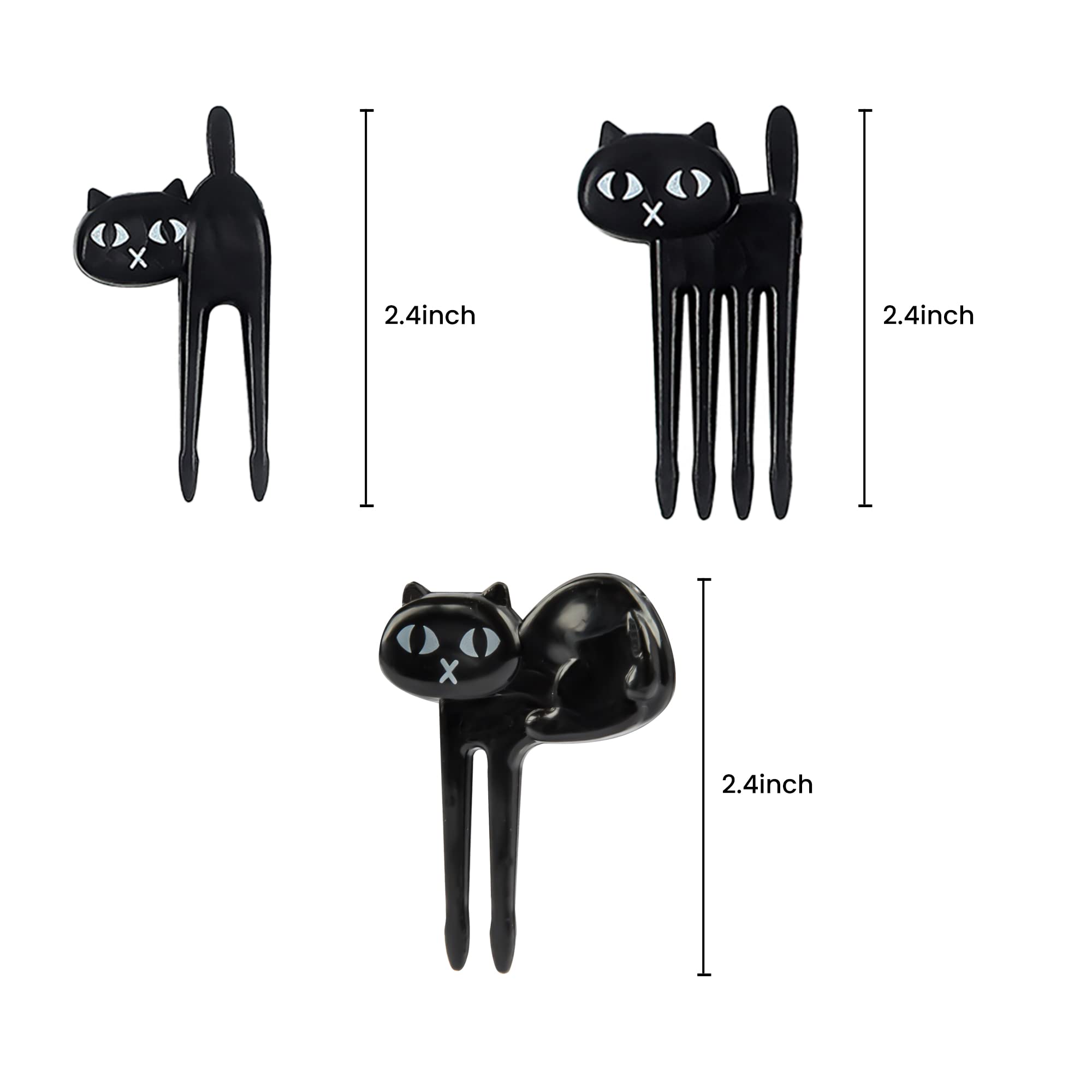 ICYANG 12-Piece Black Cat Food Picks - Reusable Cute Animal Fruit Cocktail Picks for Bento Lunch Box, Party Decor & Tableware Accessories | Perfect for Birthday Parties, Picnics, School Lunches & Home Decor