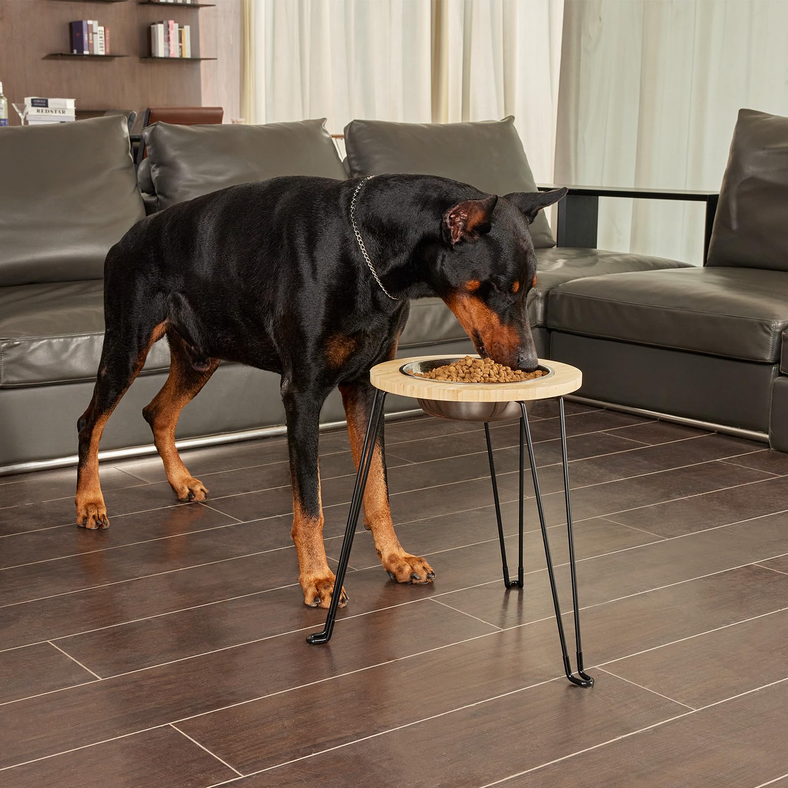 Yangbaga Elevated Dog Bowl Stand for Large Dogs - 16.3 Inch Height with 2L Stainless Steel Bowl (Holds 2.2LBs Food) - Perfect for Joint Health & Comfort During Mealtime