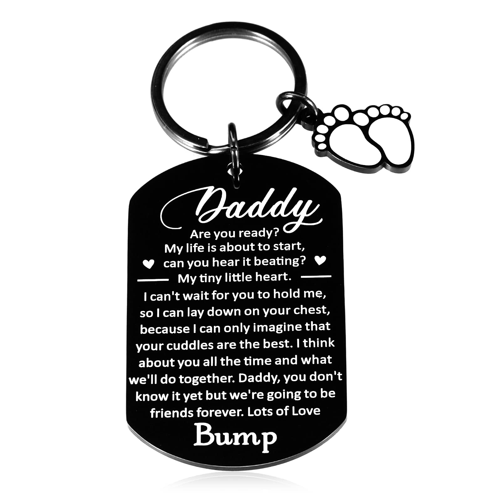 First Time Dad Gifts - Engraved Keychain for New Father, Pregnancy Announcement, Baby Shower, Father's Day, Christmas & Valentine's Day - Perfect Gift from Wife & Kids for Soon-to-Be Dads (Ideal for Baby Reveal & Special Occasions)